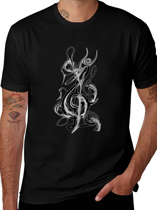 Abstract Music Note Graphic Tee - Black