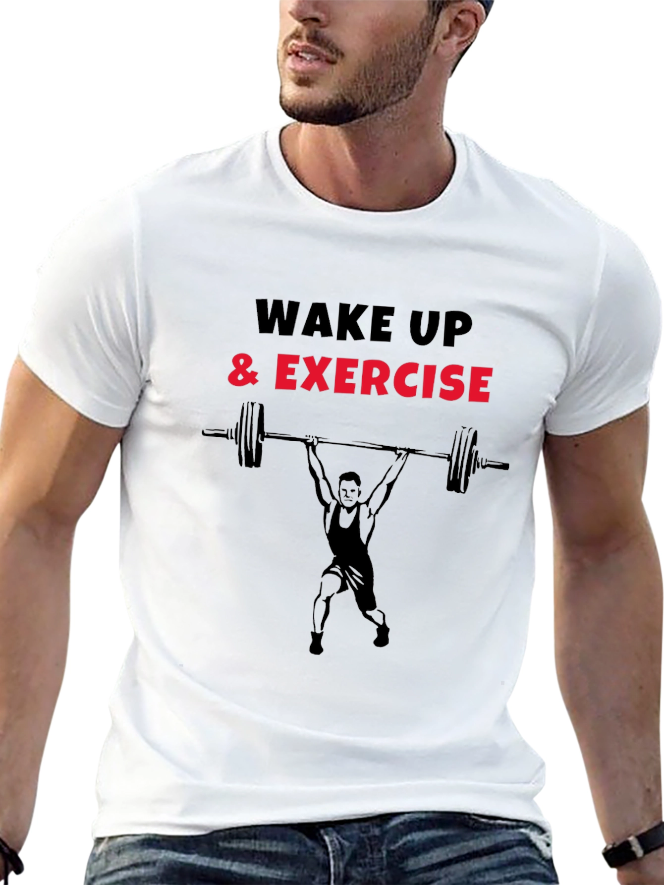 Wake Up & Exercise Black Graphic T-Shirt