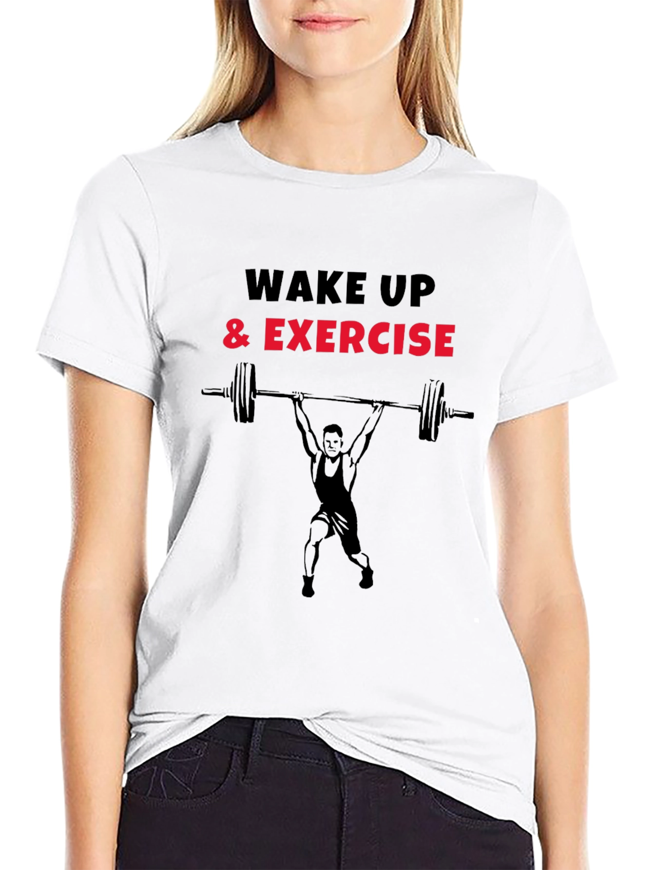 Wake Up & Exercise Black Graphic T-Shirt
