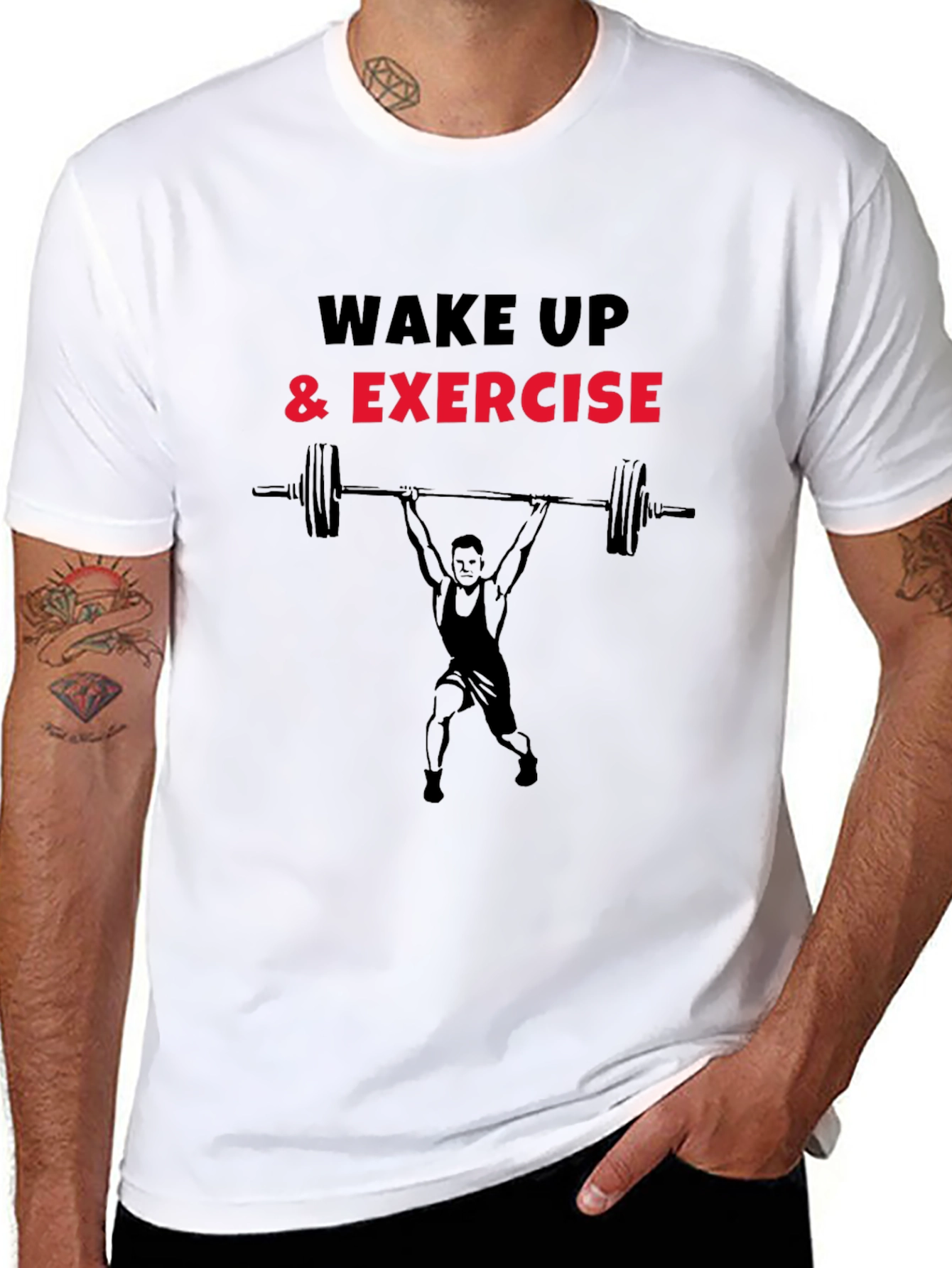 Wake Up & Exercise Black Graphic T-Shirt