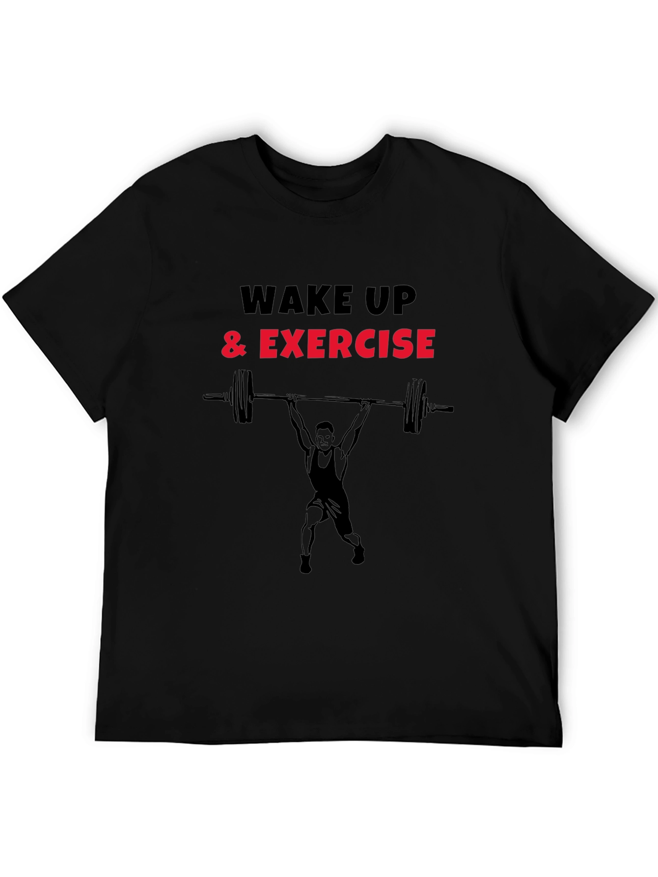 Wake Up & Exercise Black Graphic T-Shirt