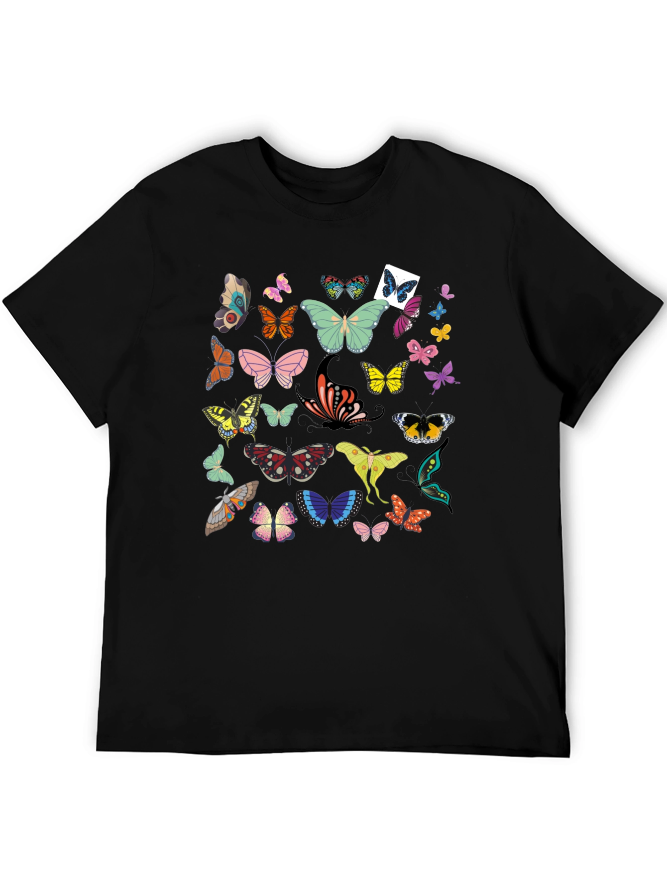 Butterfly Graphic Print Black T-Shirt