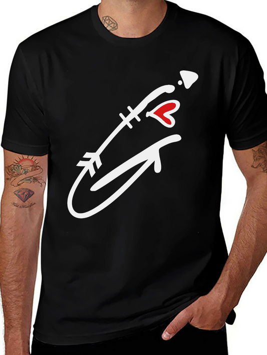 Arrow Heart Graphic Tee - Casual Black T-Shirt