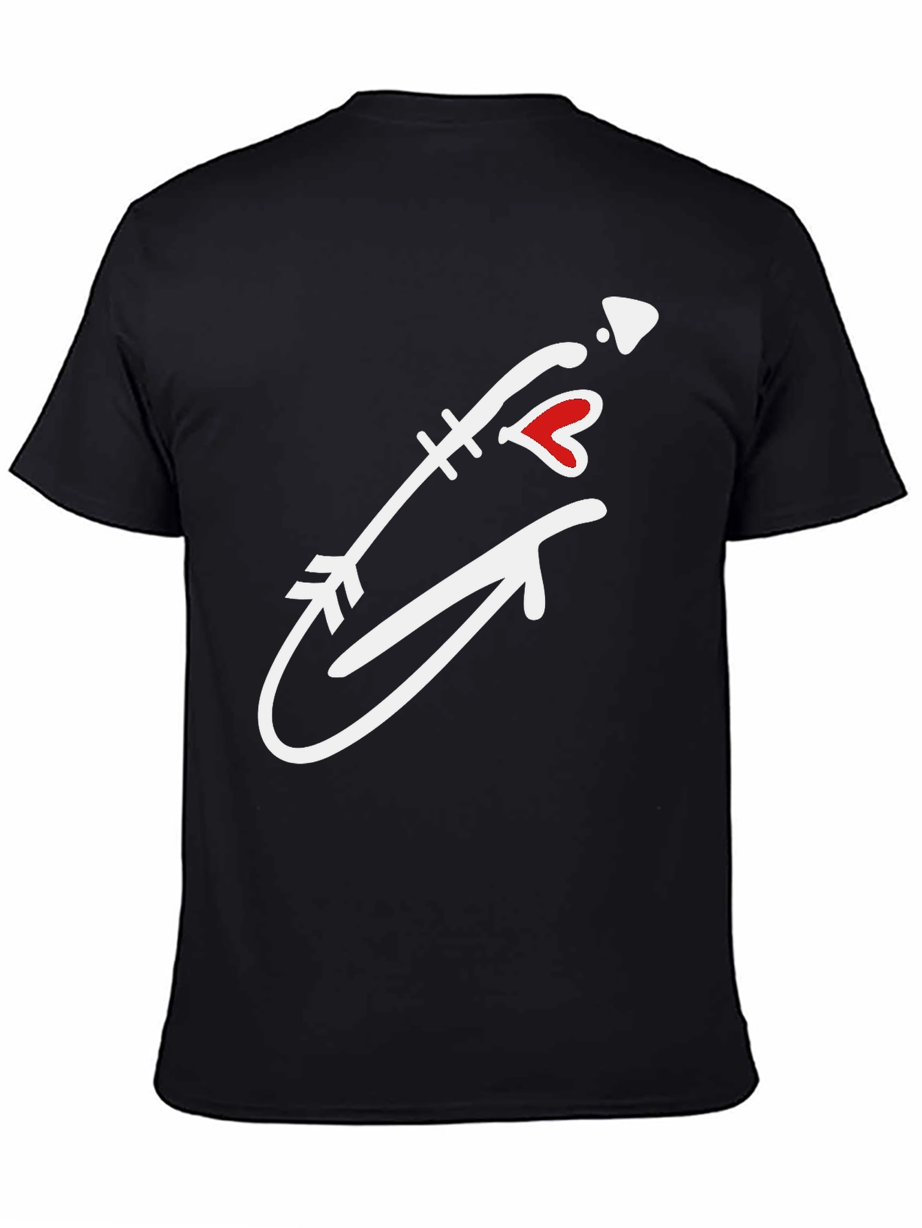 Arrow Heart Graphic Tee - Casual Black T-Shirt