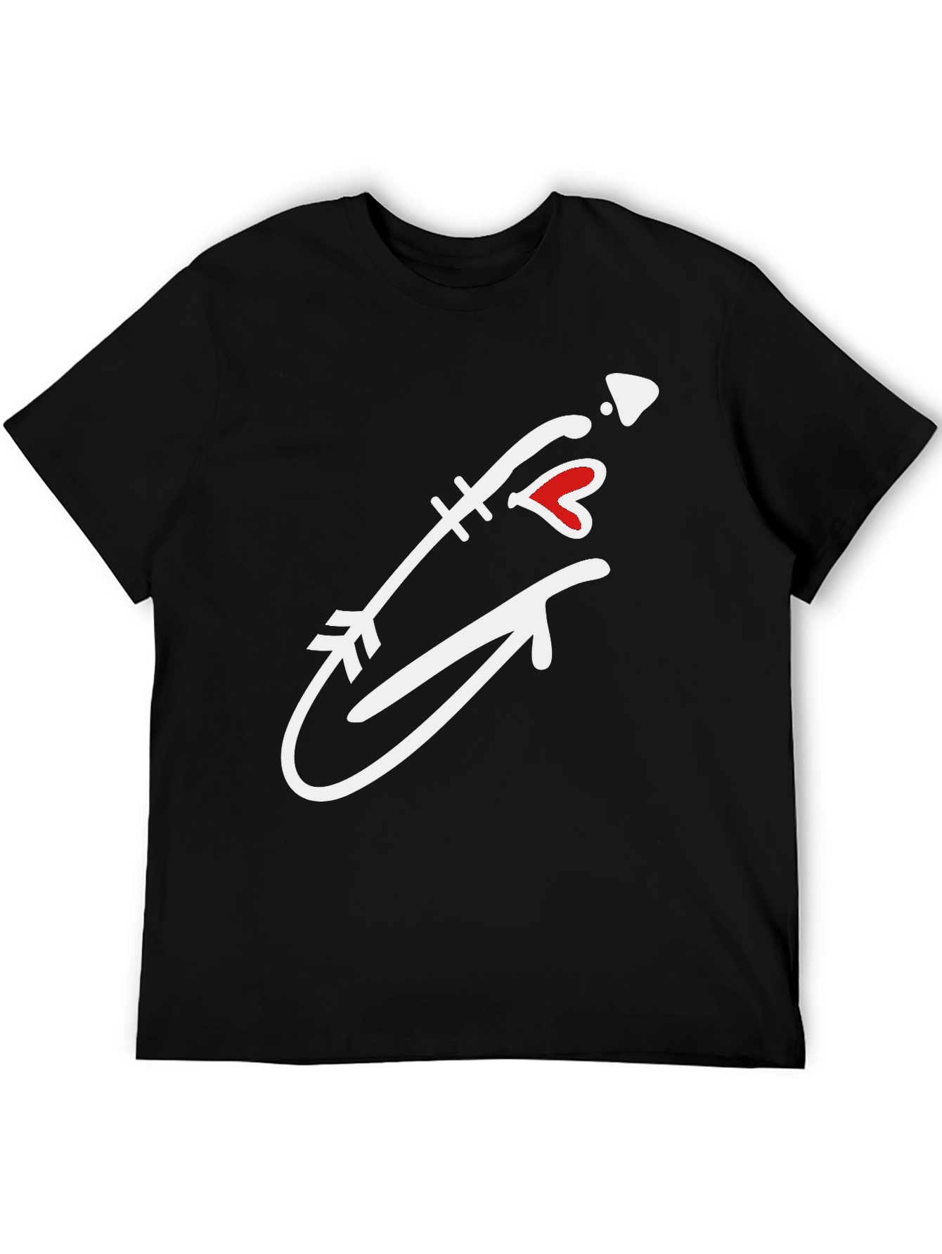 Arrow Heart Graphic Tee - Casual Black T-Shirt
