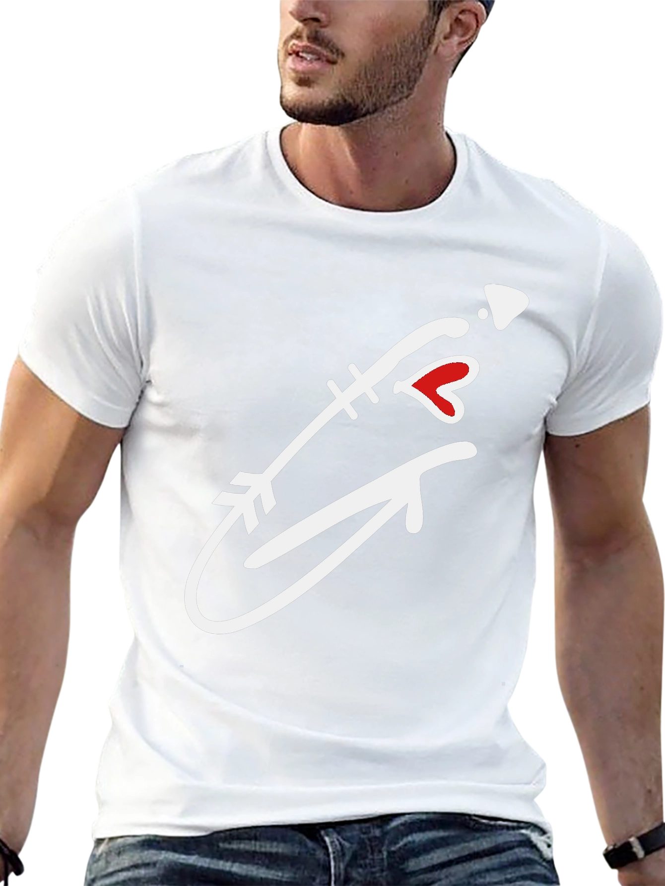 Arrow Heart Graphic Tee - Casual Black T-Shirt