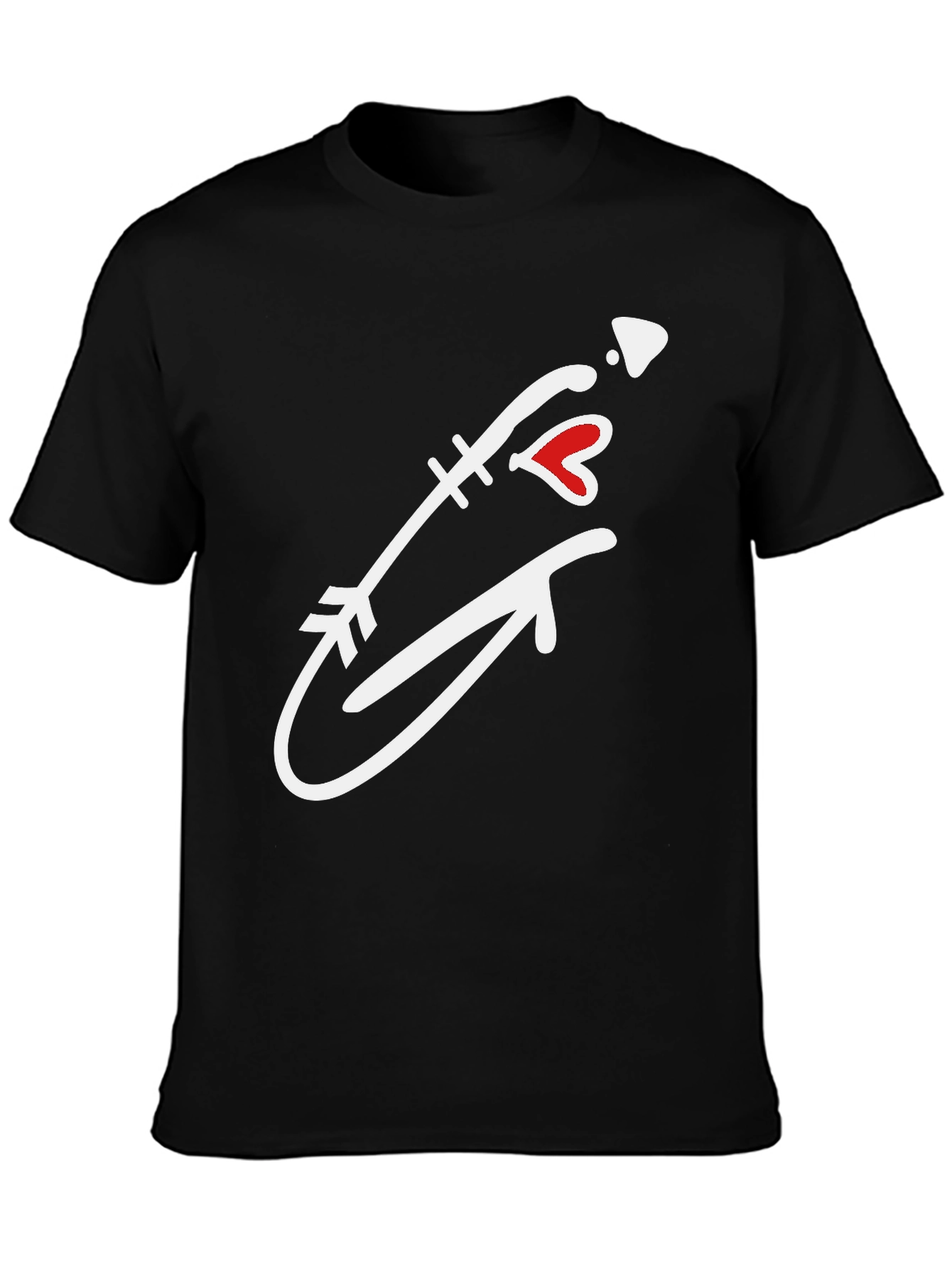 Arrow Heart Graphic Tee - Casual Black T-Shirt