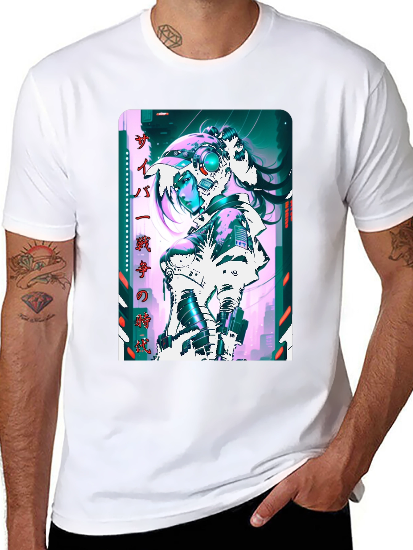 Cyberpunk Anime Girl Graphic T-Shirt
