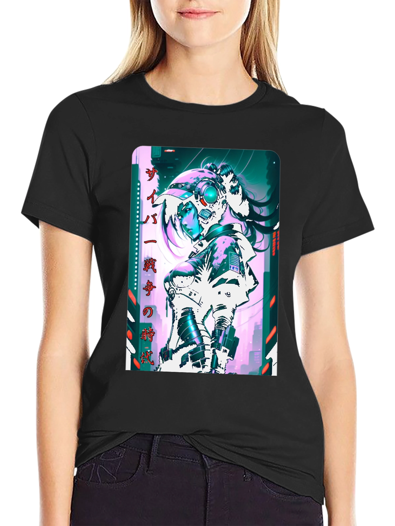 Cyberpunk Anime Girl Graphic T-Shirt