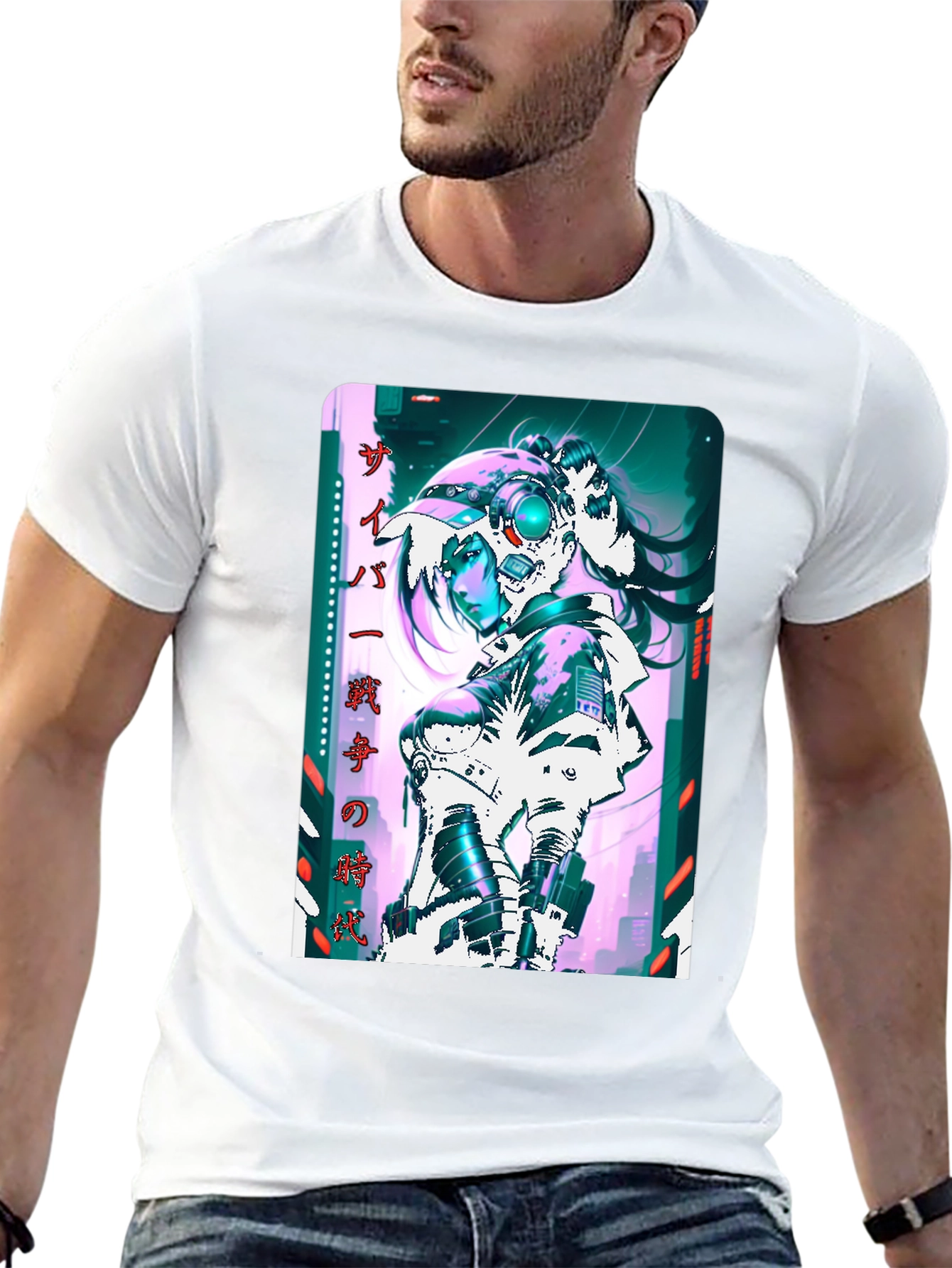 Cyberpunk Anime Girl Graphic T-Shirt