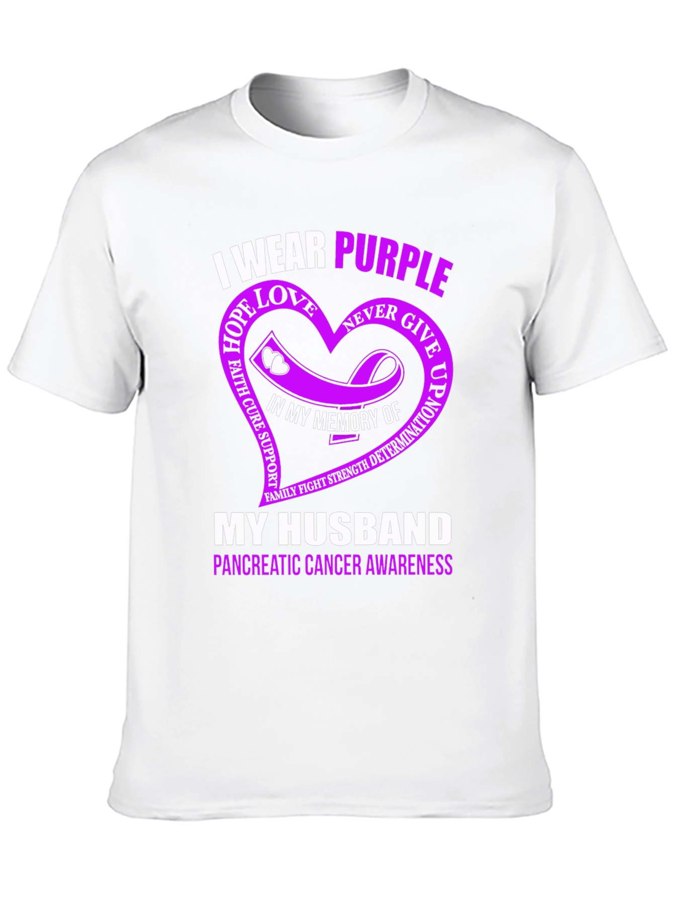I Wear Purple My Husband Pancreatic Cancer Awareness T-Shirt