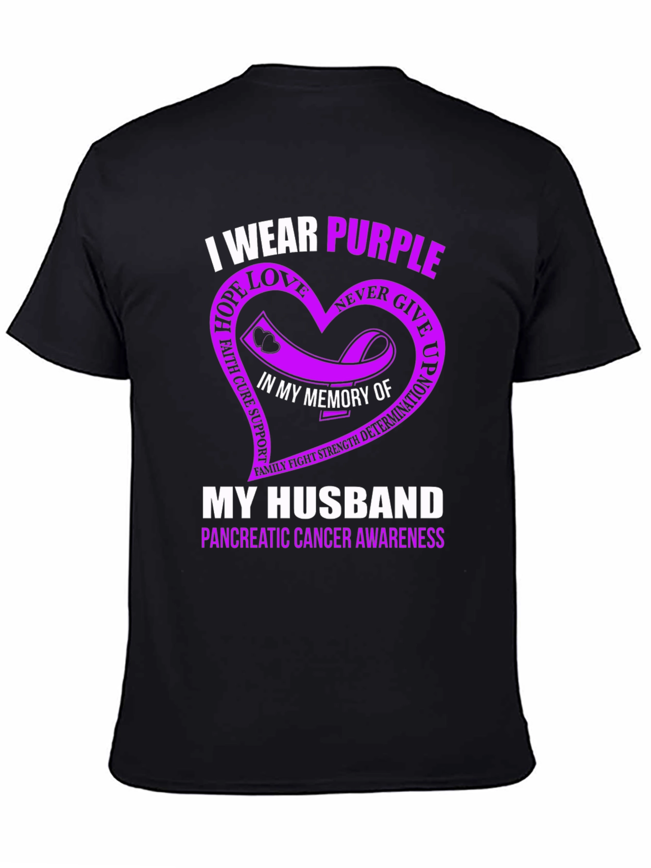 I Wear Purple My Husband Pancreatic Cancer Awareness T-Shirt