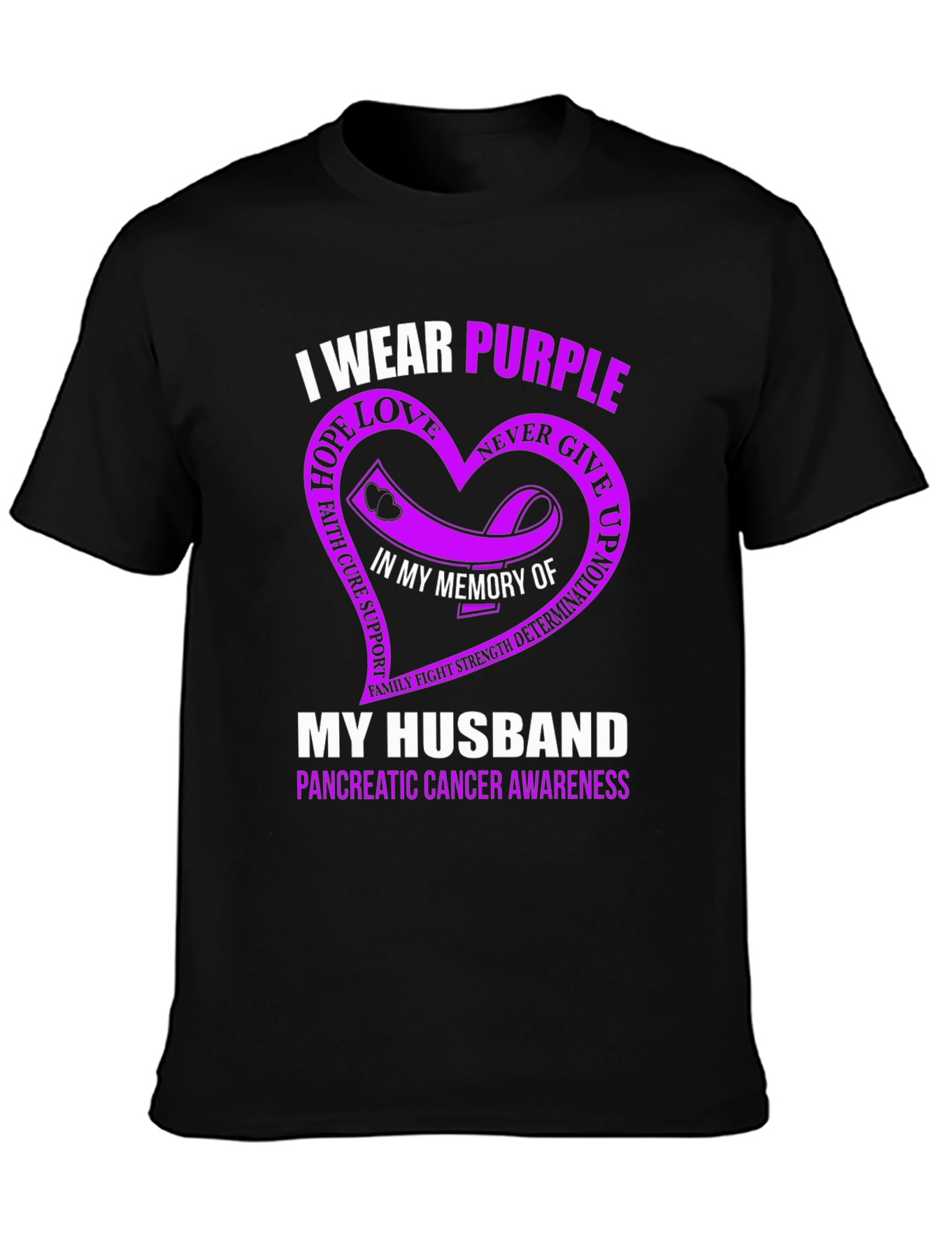 I Wear Purple My Husband Pancreatic Cancer Awareness T-Shirt