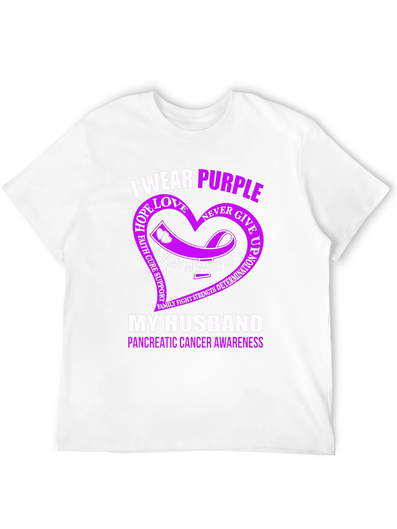I Wear Purple My Husband Pancreatic Cancer Awareness T-Shirt