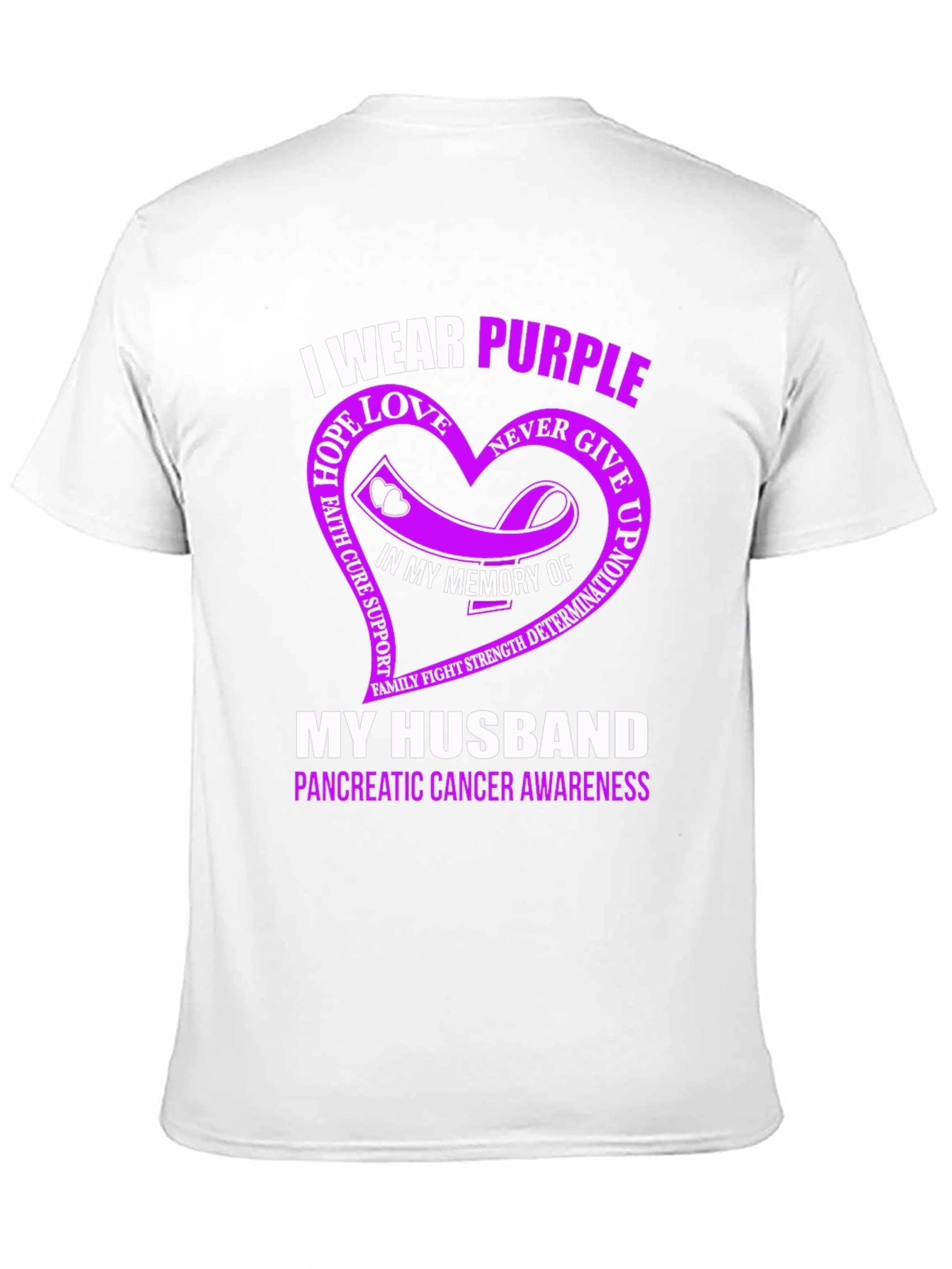 I Wear Purple My Husband Pancreatic Cancer Awareness T-Shirt