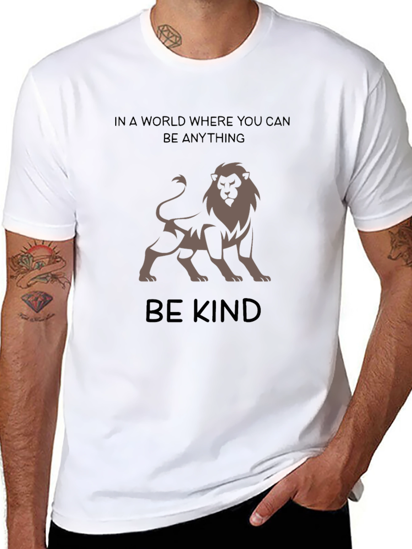 Be Kind Lion Graphic Tee - Unisex Black T-Shirt