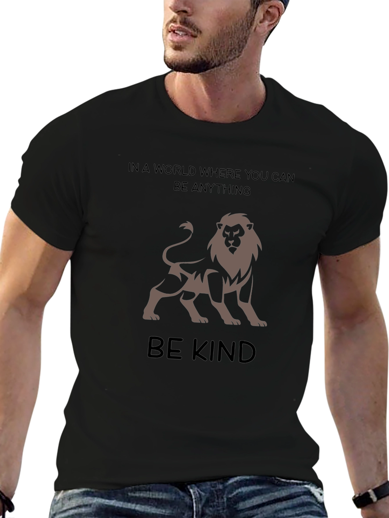 Be Kind Lion Graphic Tee - Unisex Black T-Shirt