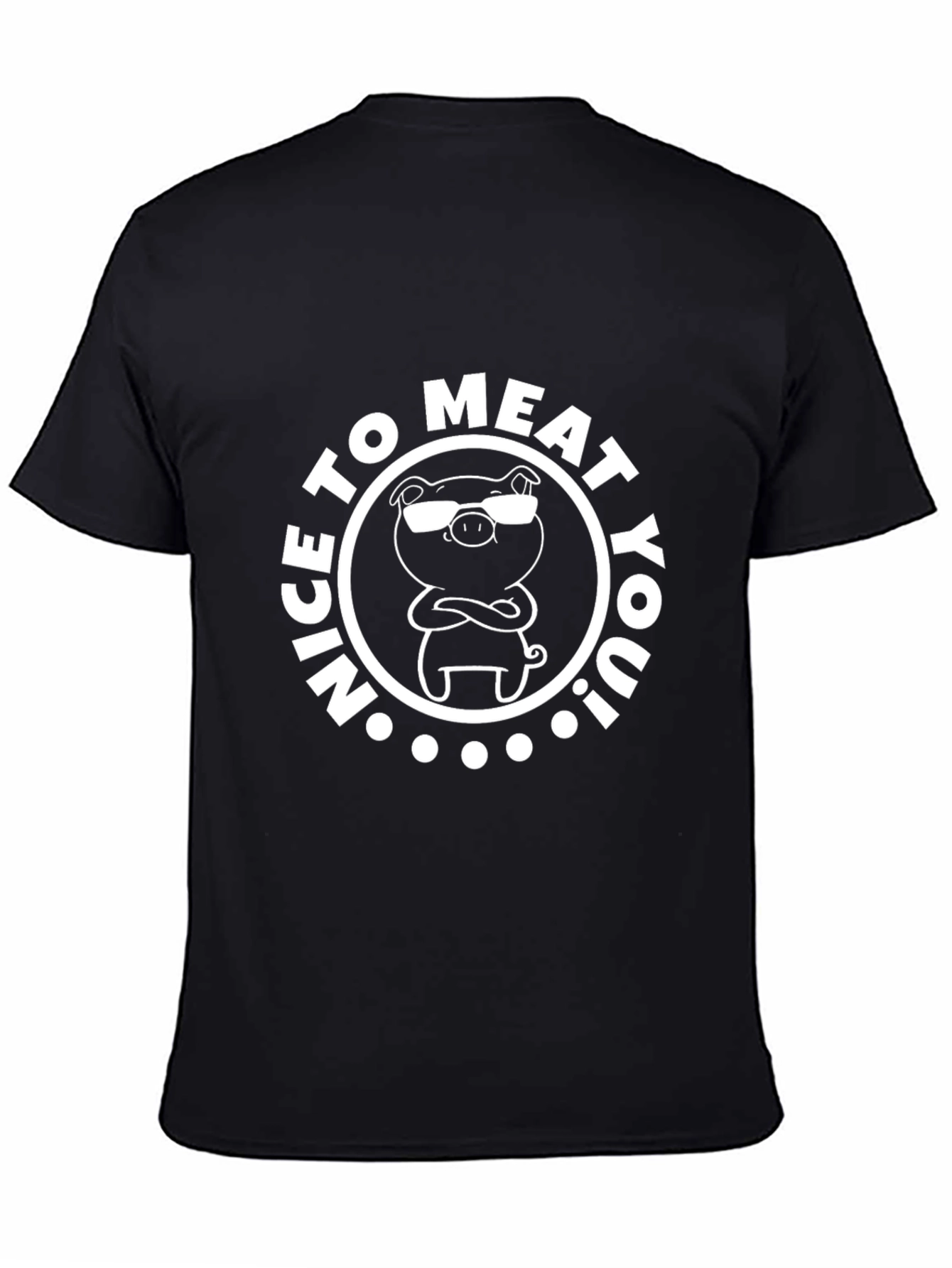Funny Pig Nice To Meat You T-Shirt - Black