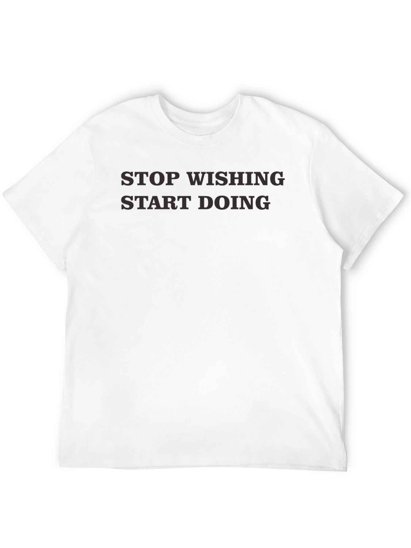Mens Black Stop Wishing Start Doing Crew Neck T-Shirt