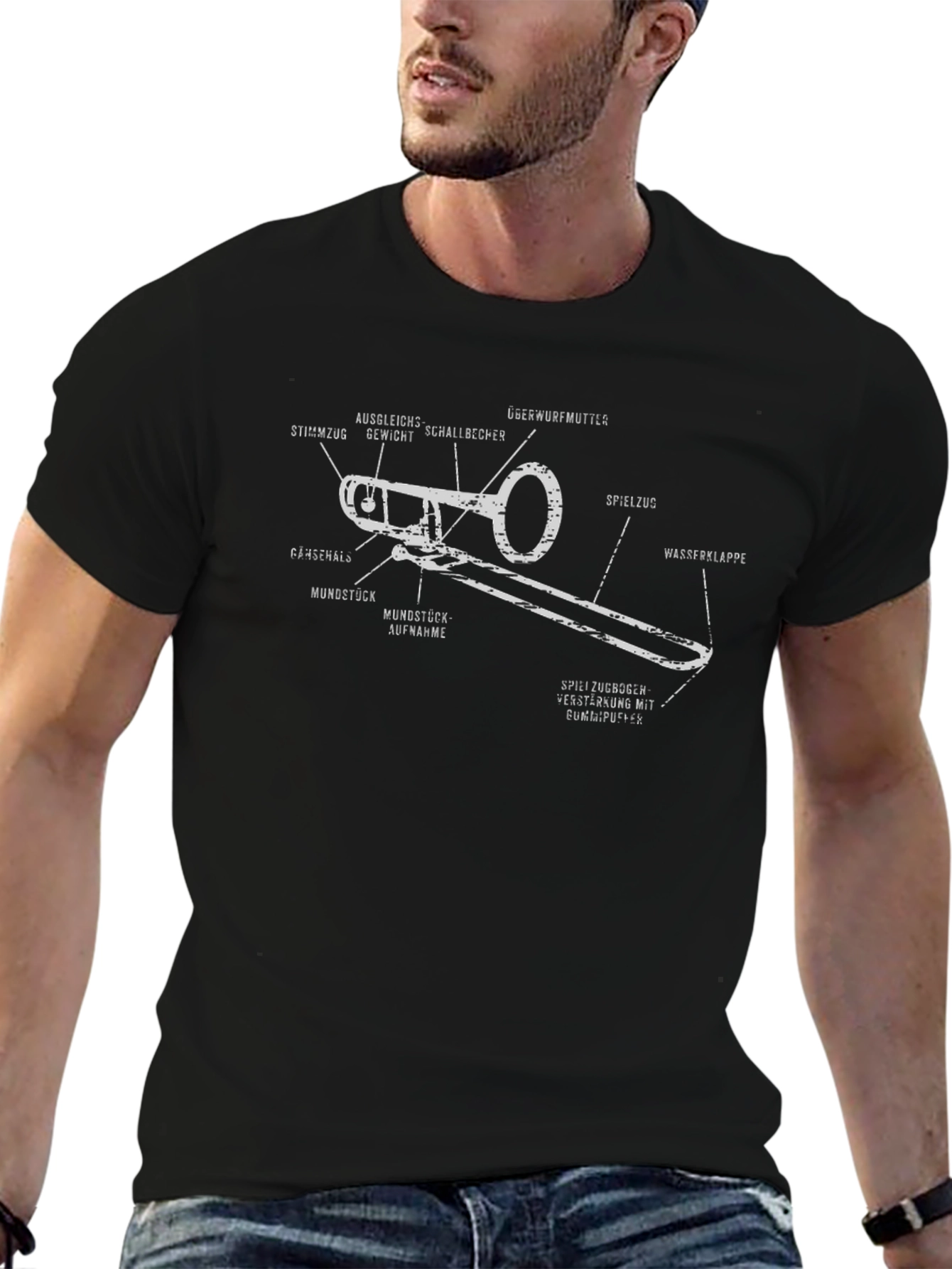 Trombone Anatomy T-Shirt - Musical Instrument Tee