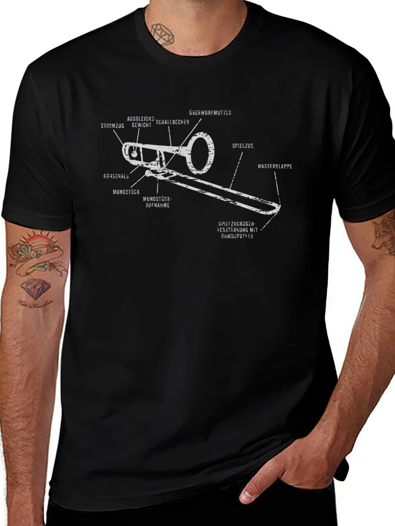 Trombone Anatomy T-Shirt - Musical Instrument Tee