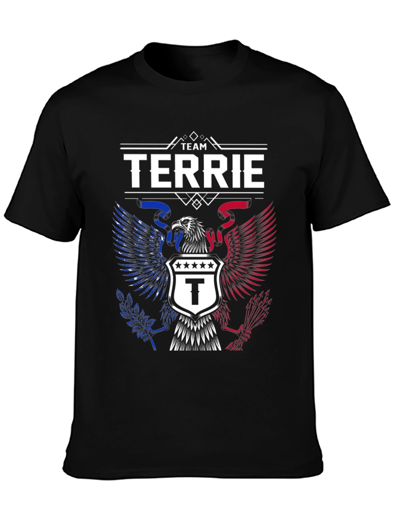 Team Terrie Patriotic Eagle Crest Black T-Shirt