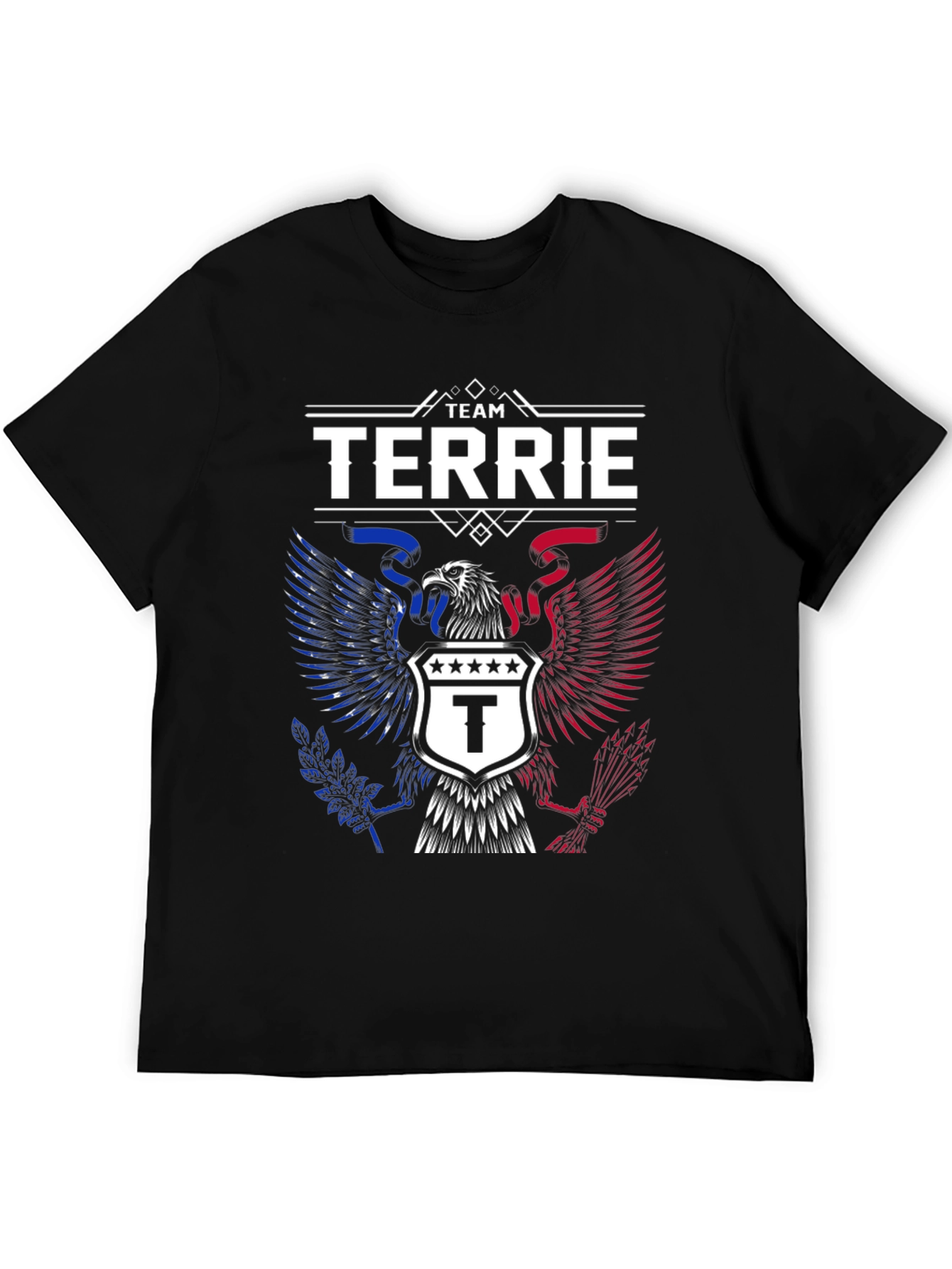 Team Terrie Patriotic Eagle Crest Black T-Shirt