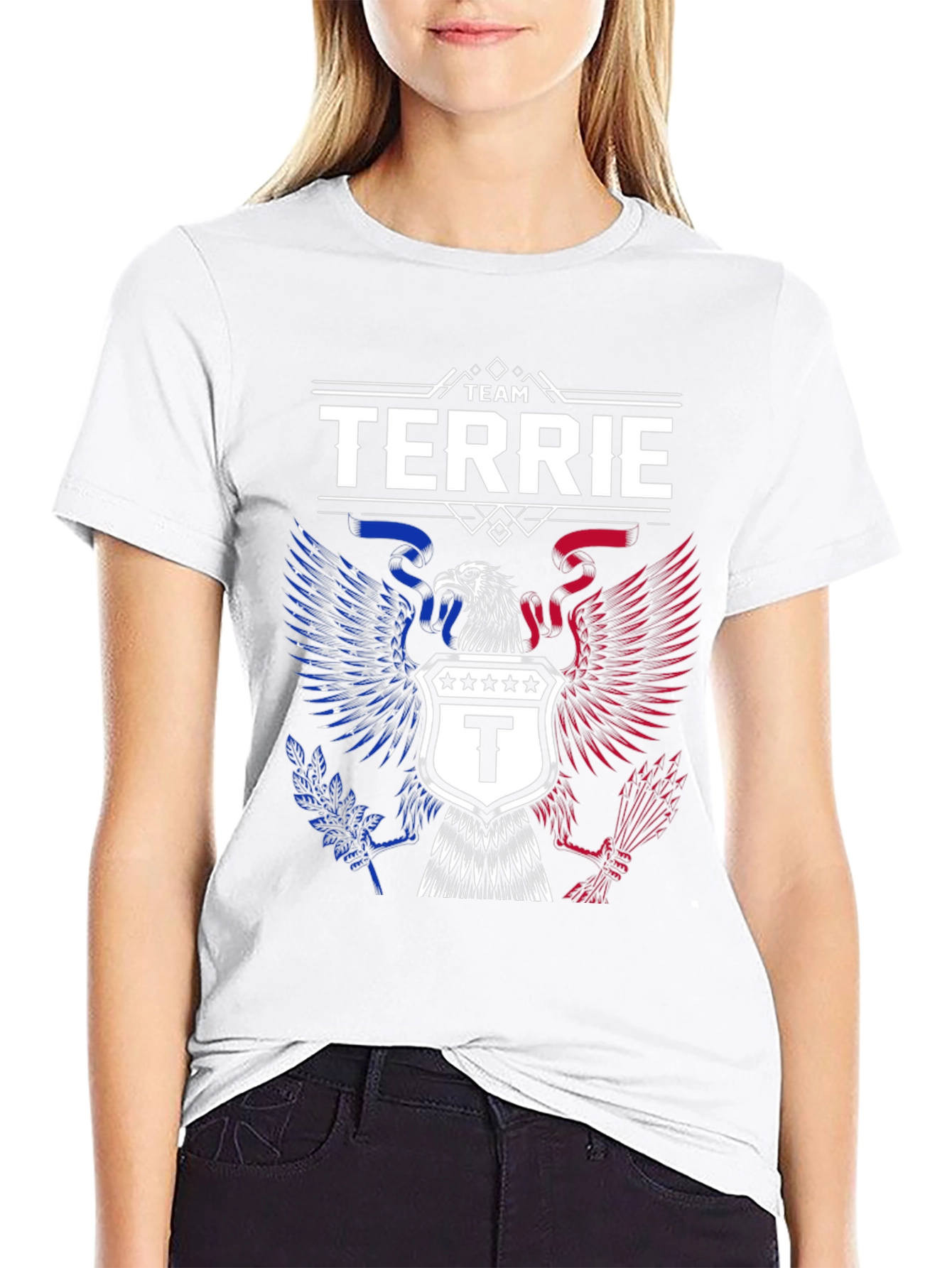 Team Terrie Patriotic Eagle Crest Black T-Shirt