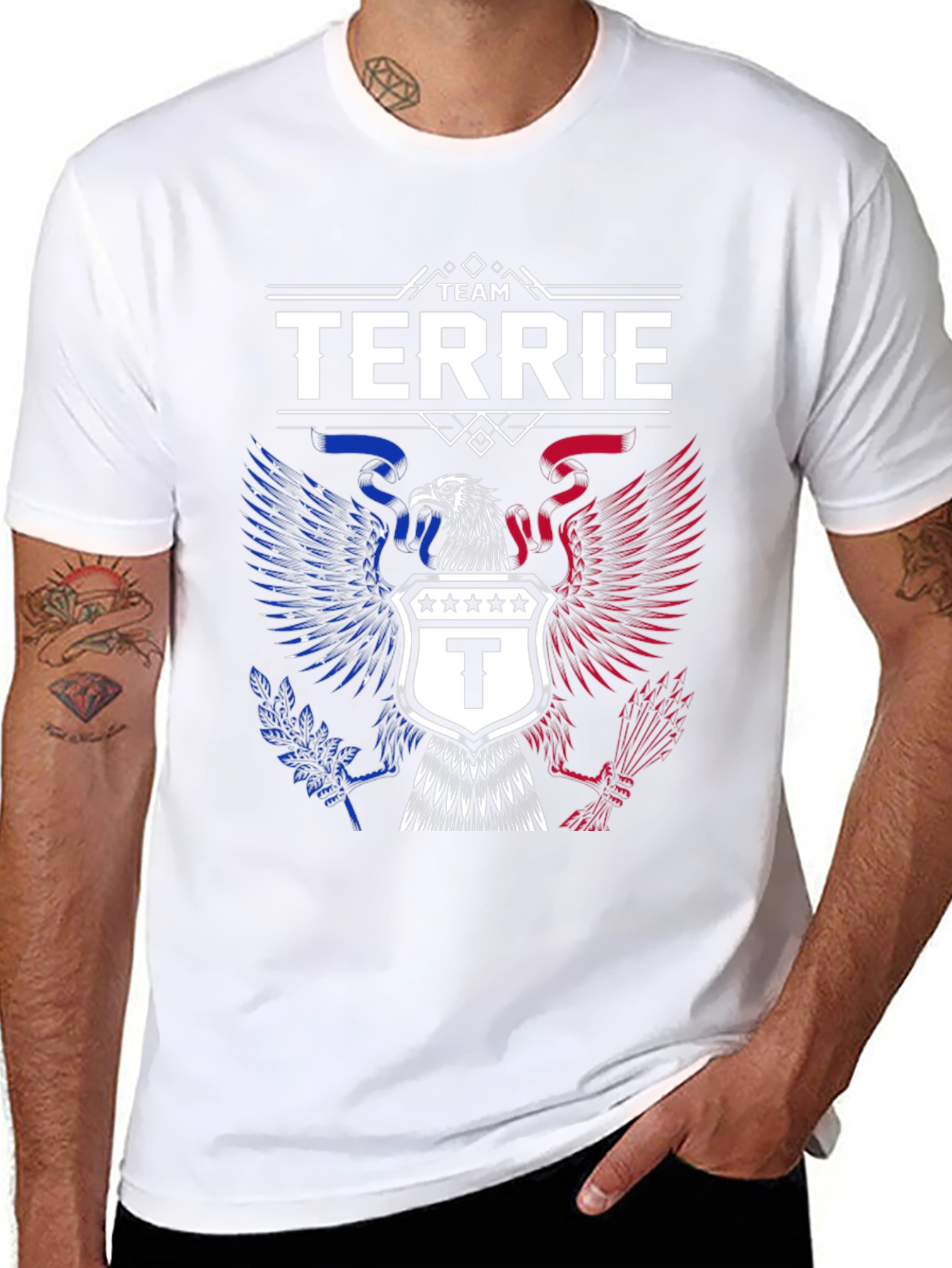Team Terrie Patriotic Eagle Crest Black T-Shirt
