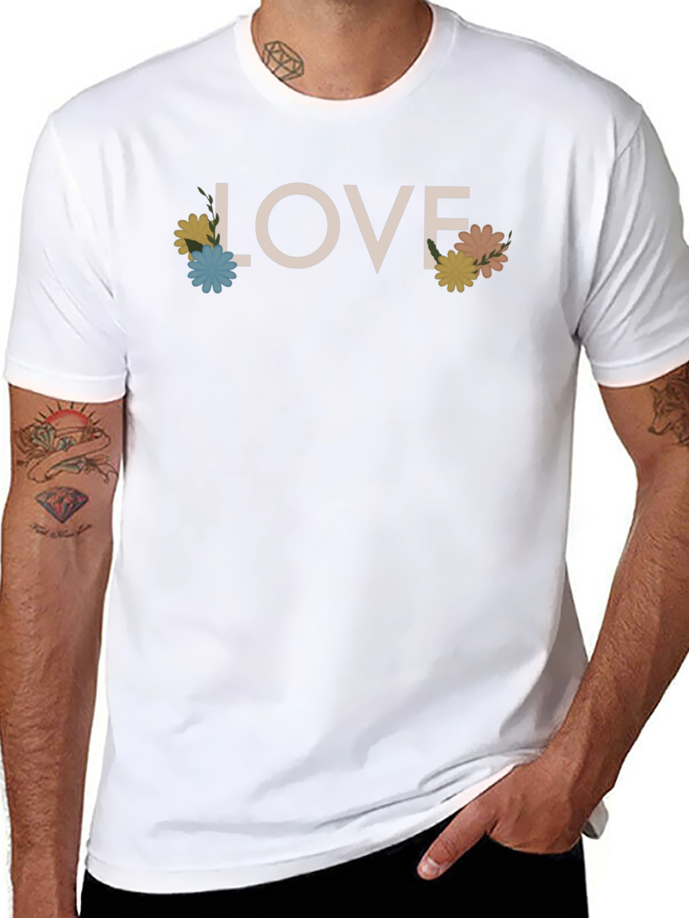 Floral LOVE Graphic Tee - Unisex Cotton T-Shirt