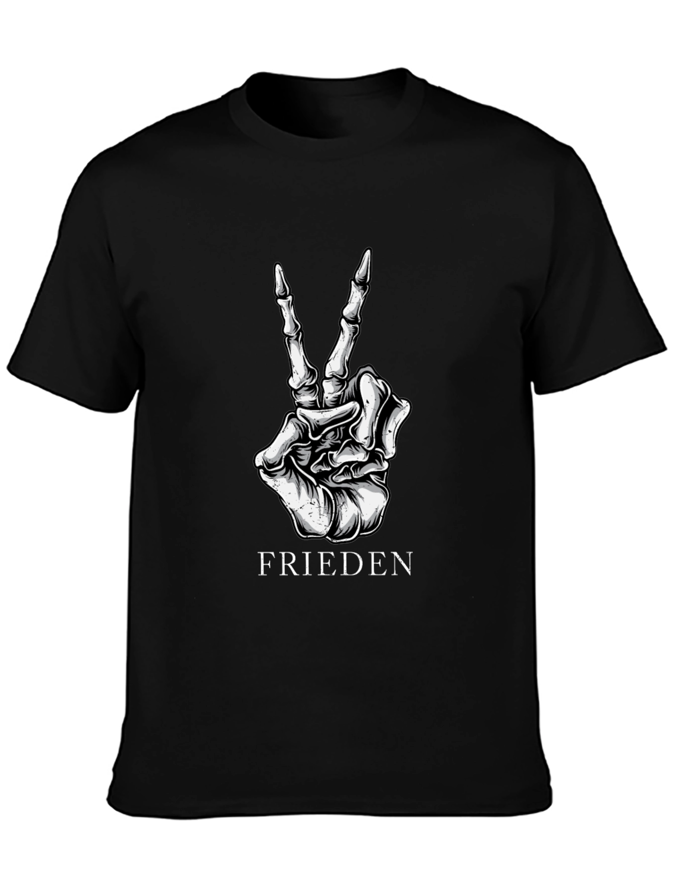 Frieden Peace Skeleton Hand Black Graphic T-Shirt