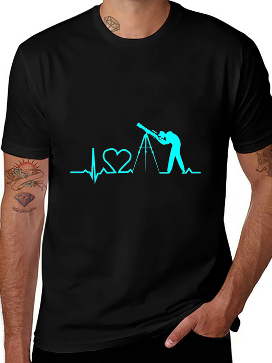 Telescope Heartbeat Graphic Tee - Astronomy Lover Shirt