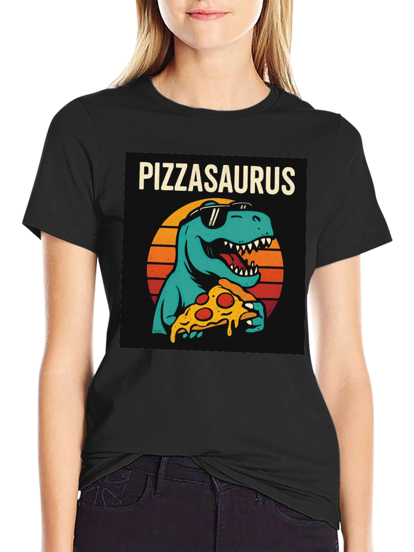 Pizzasaurus T-Shirt - Retro Dinosaur Pizza Lover Tee