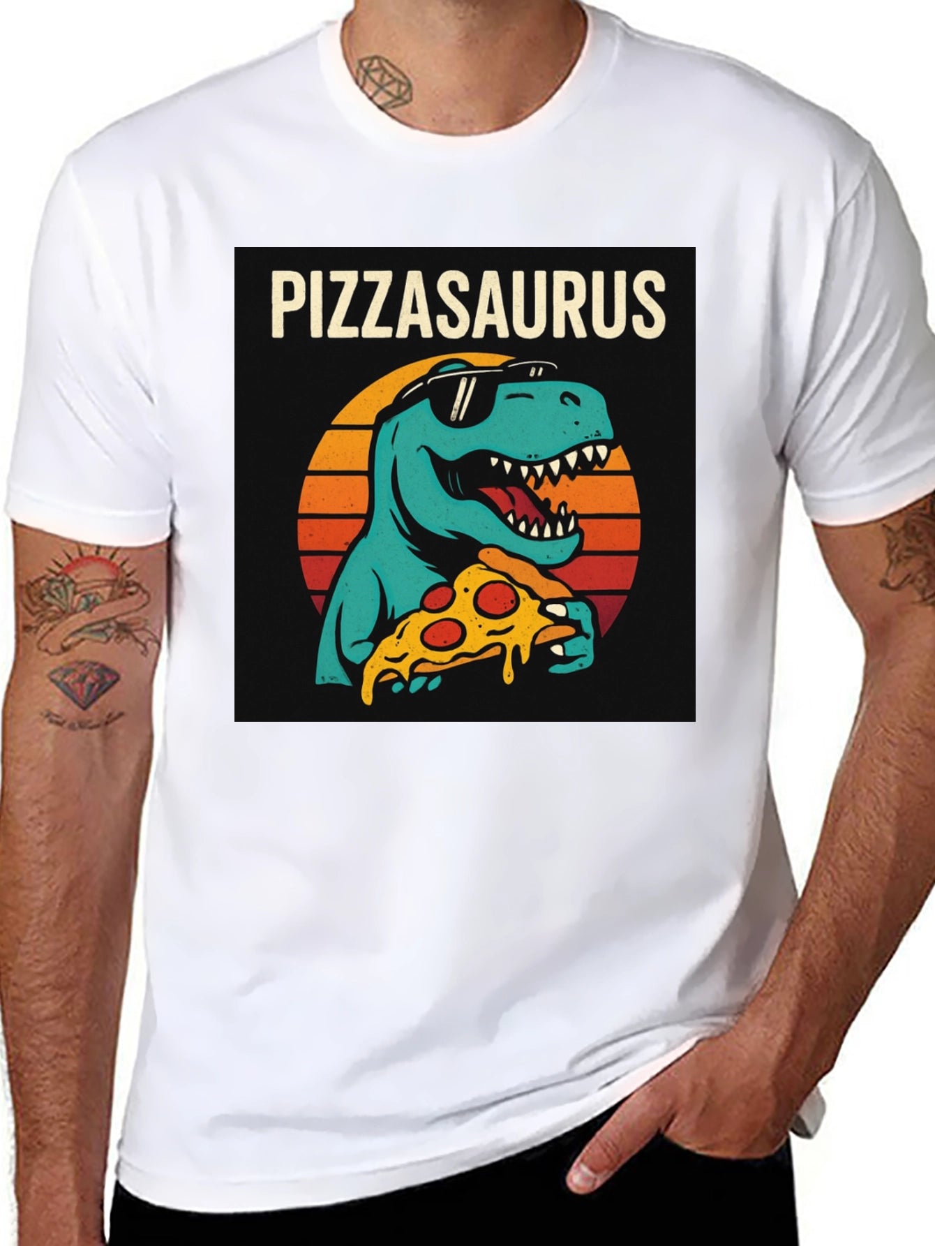 Pizzasaurus T-Shirt - Retro Dinosaur Pizza Lover Tee