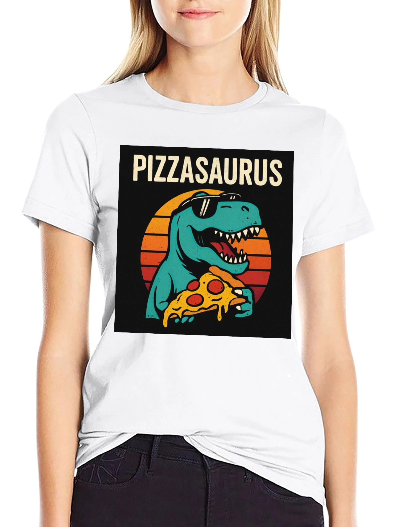 Pizzasaurus T-Shirt - Retro Dinosaur Pizza Lover Tee