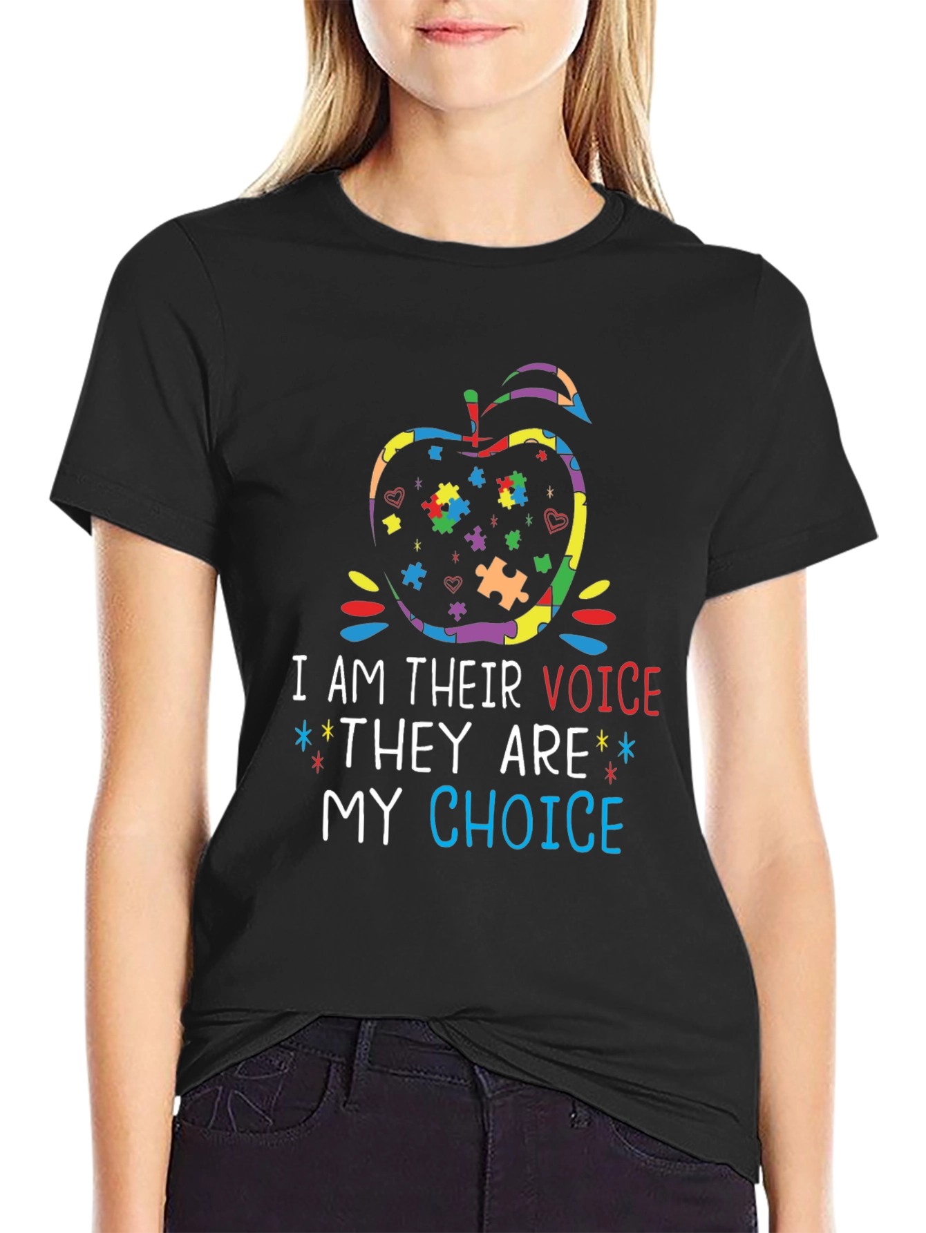 Autism Awareness Apple T-Shirt - I Am Their Voice