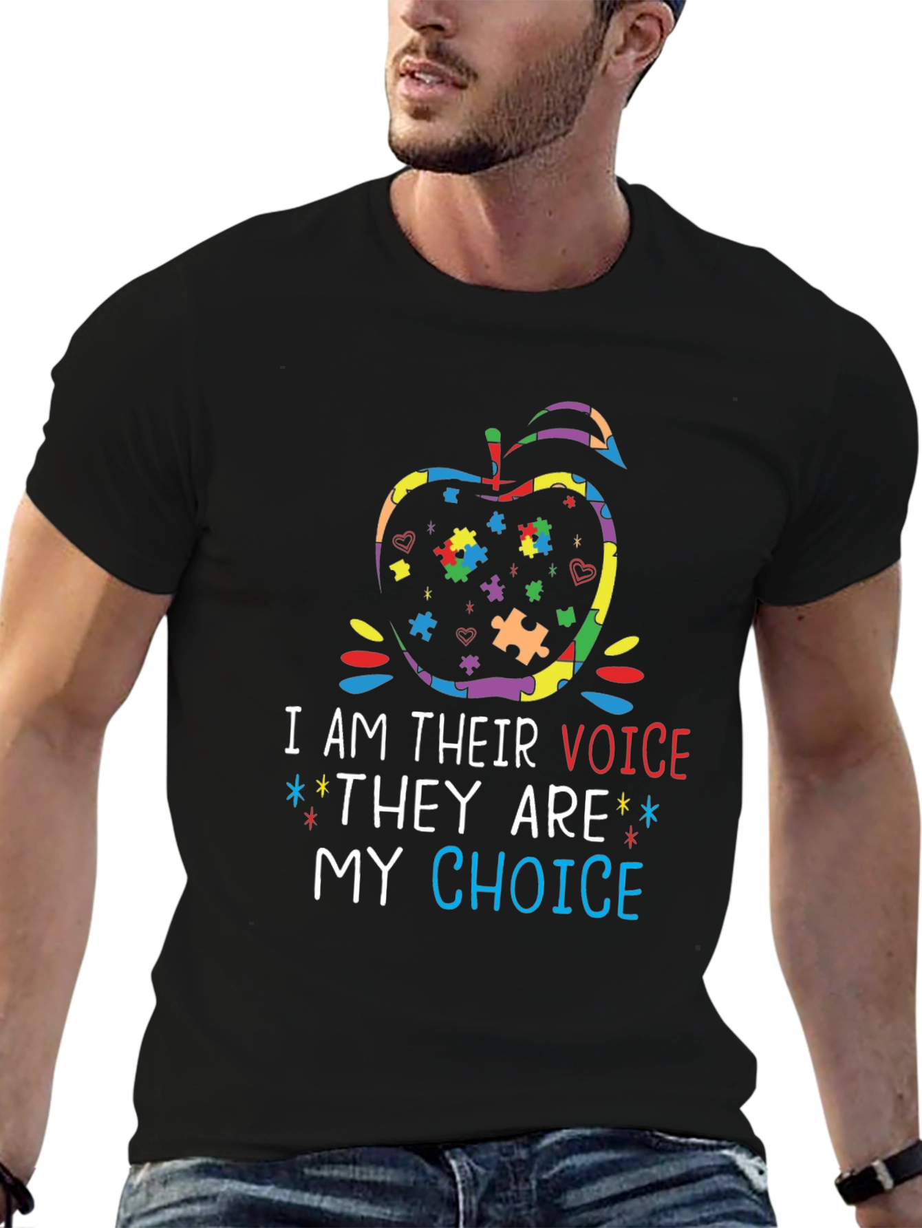 Autism Awareness Apple T-Shirt - I Am Their Voice