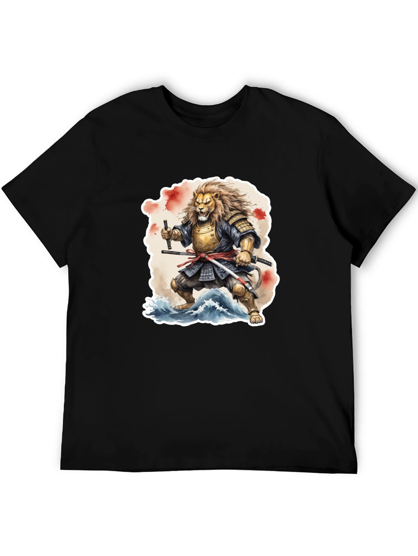 Samurai Lion Black T-Shirt