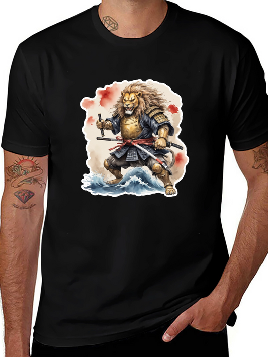 Samurai Lion Black T-Shirt