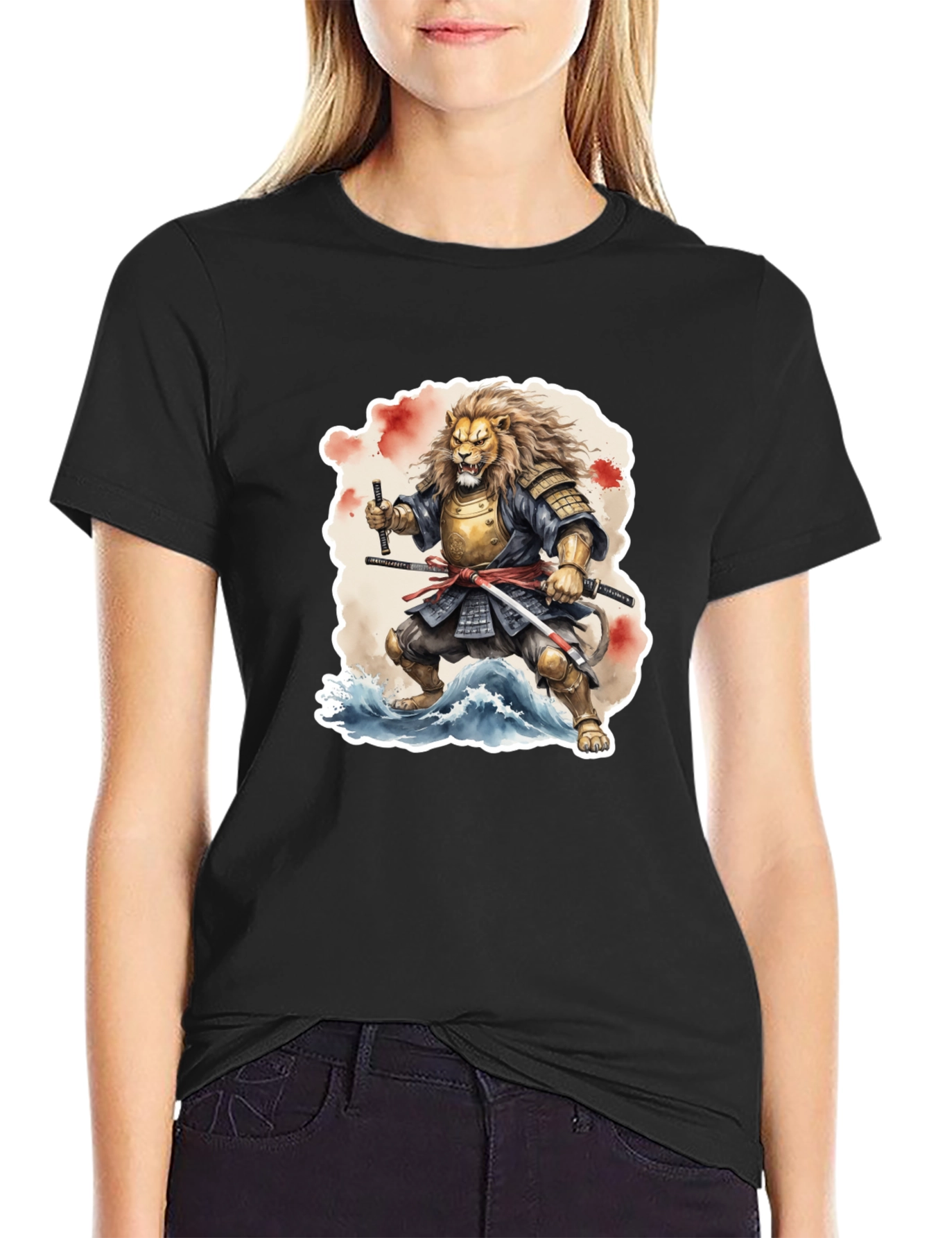 Samurai Lion Black T-Shirt
