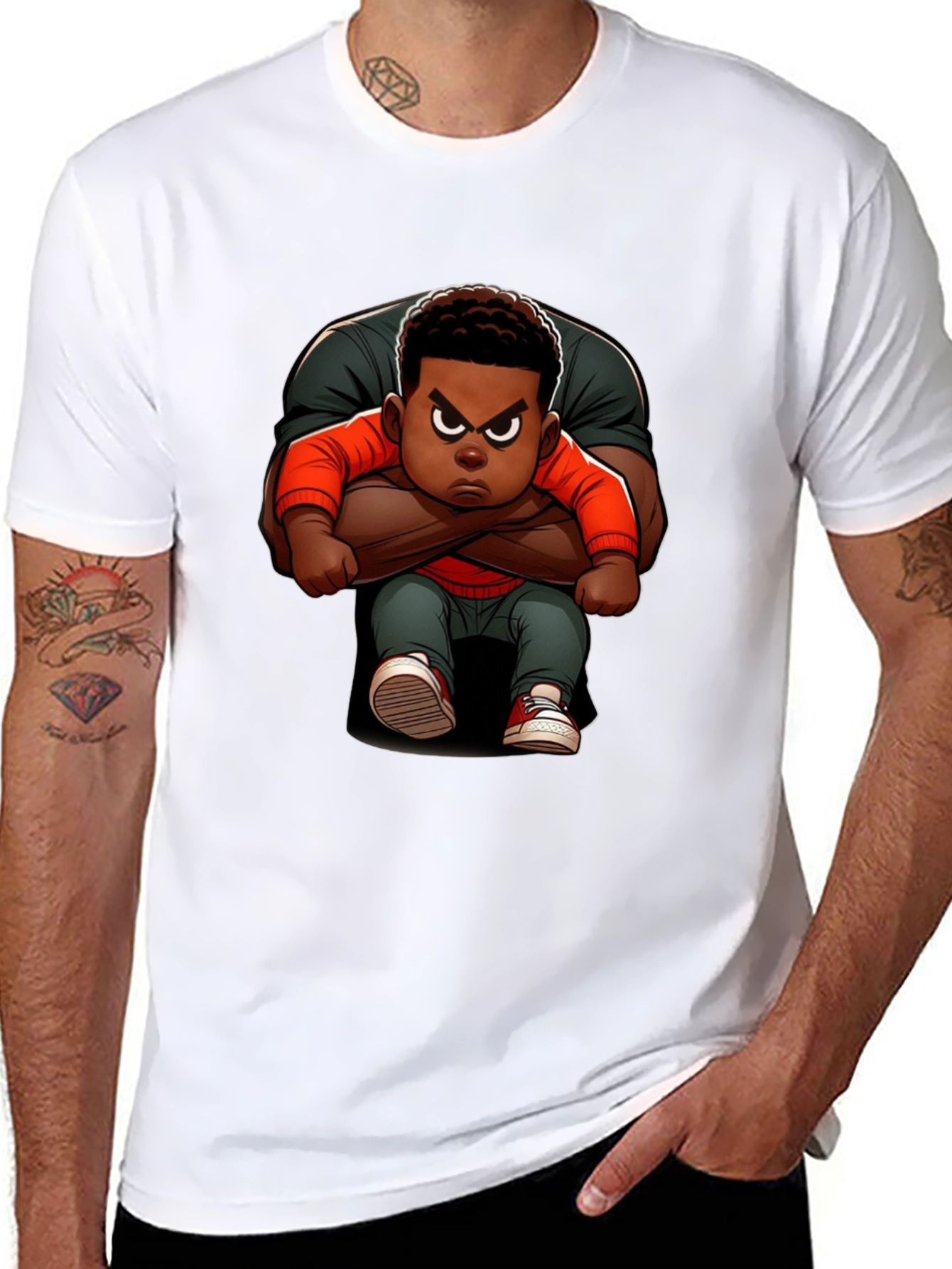 Cartoon Character Graphic Black Tee