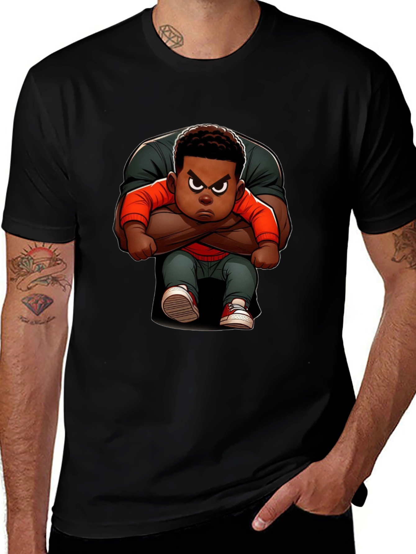 Cartoon Character Graphic Black Tee