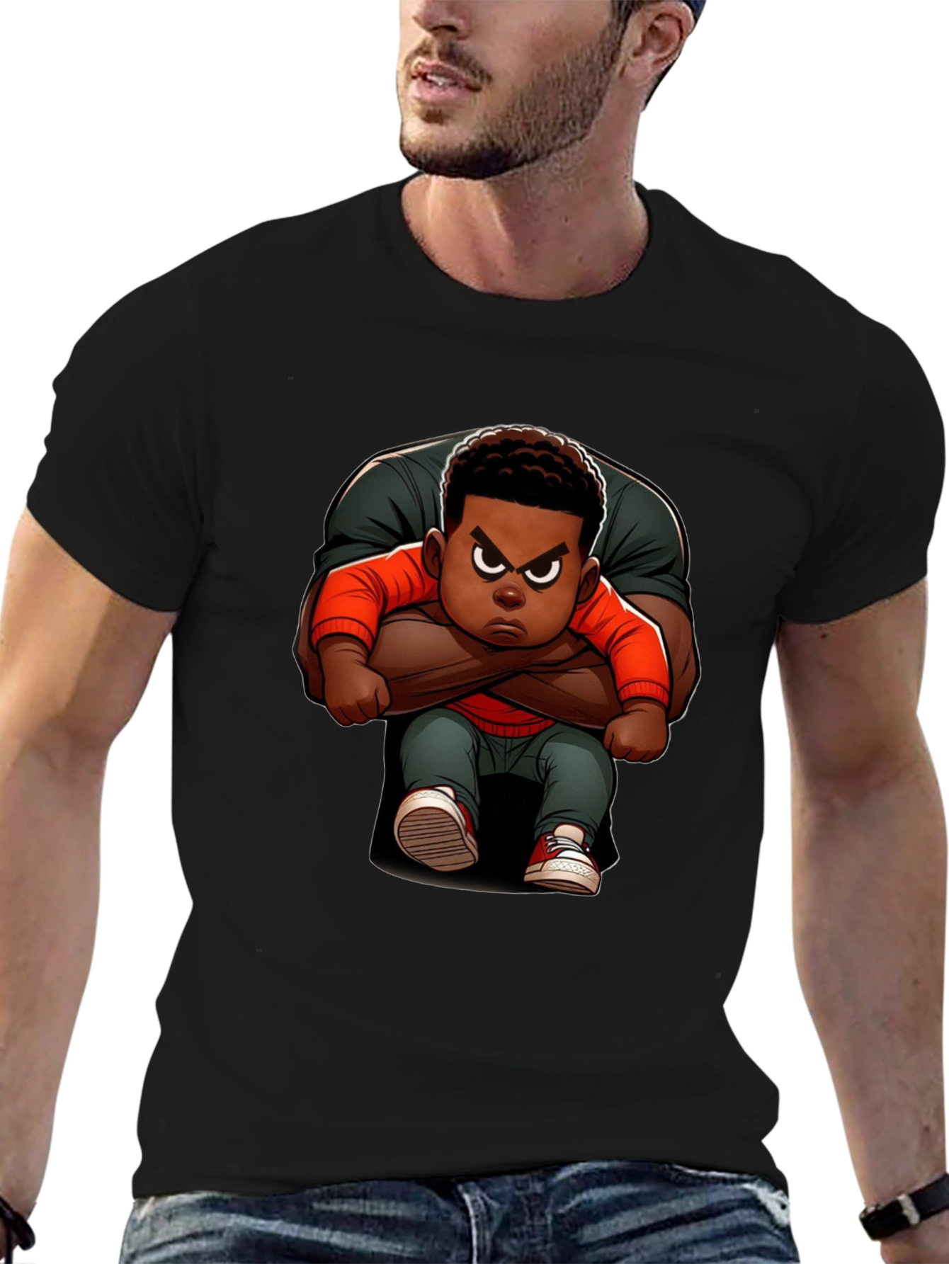 Cartoon Character Graphic Black Tee