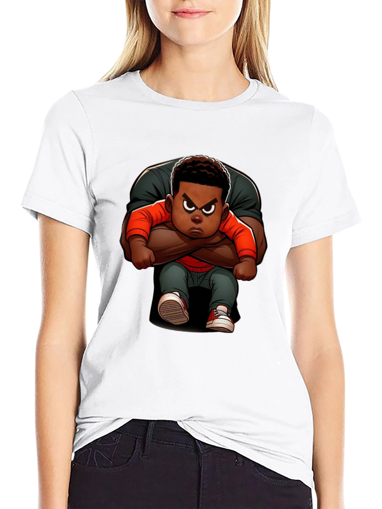 Cartoon Character Graphic Black Tee