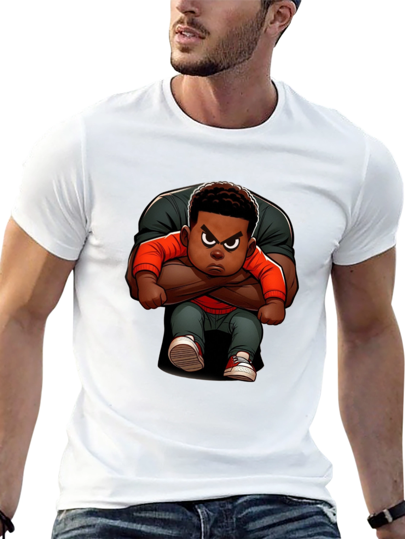 Cartoon Character Graphic Black Tee