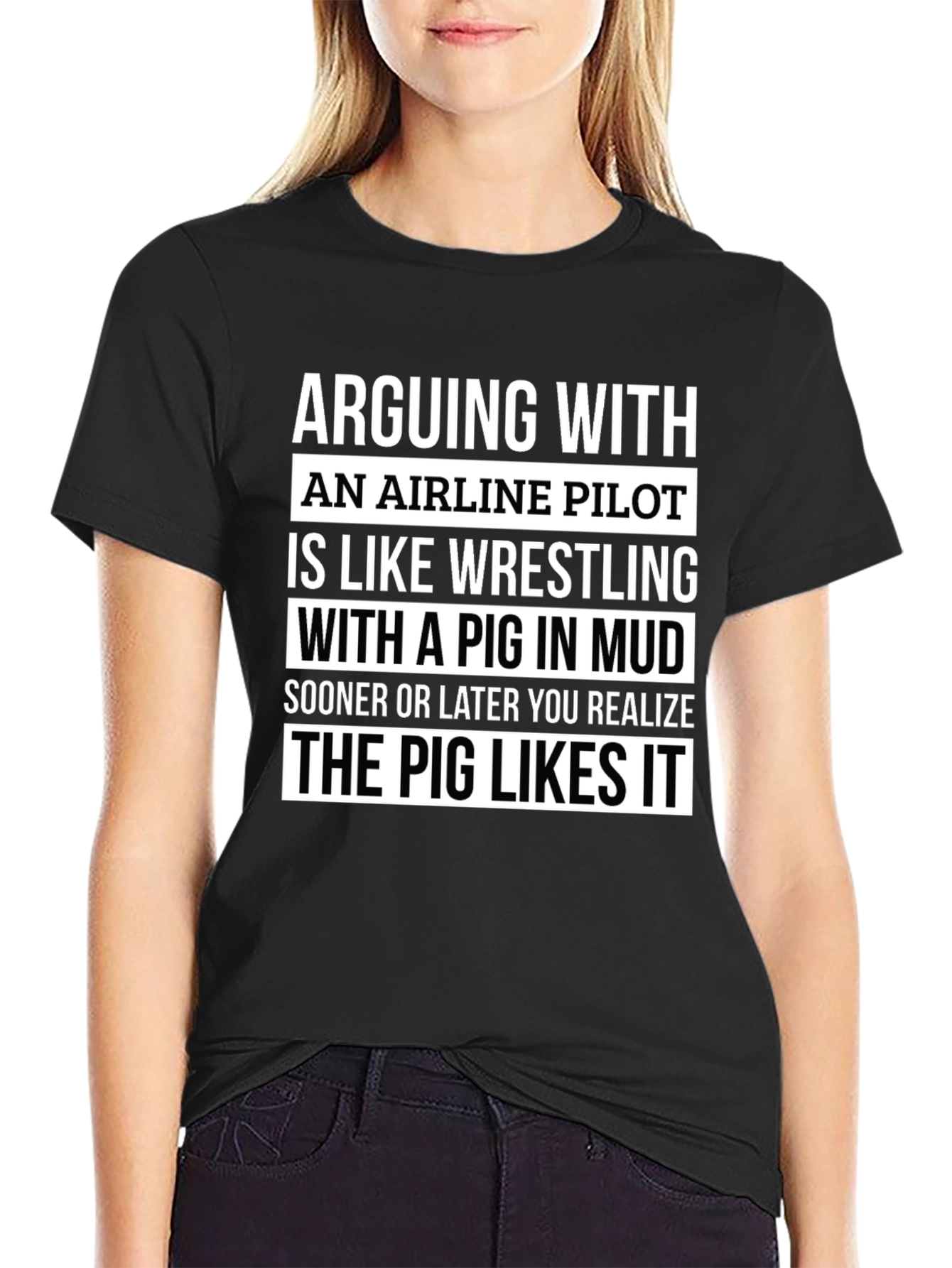 Airline Pilot Pig Mud Wrestling T-Shirt