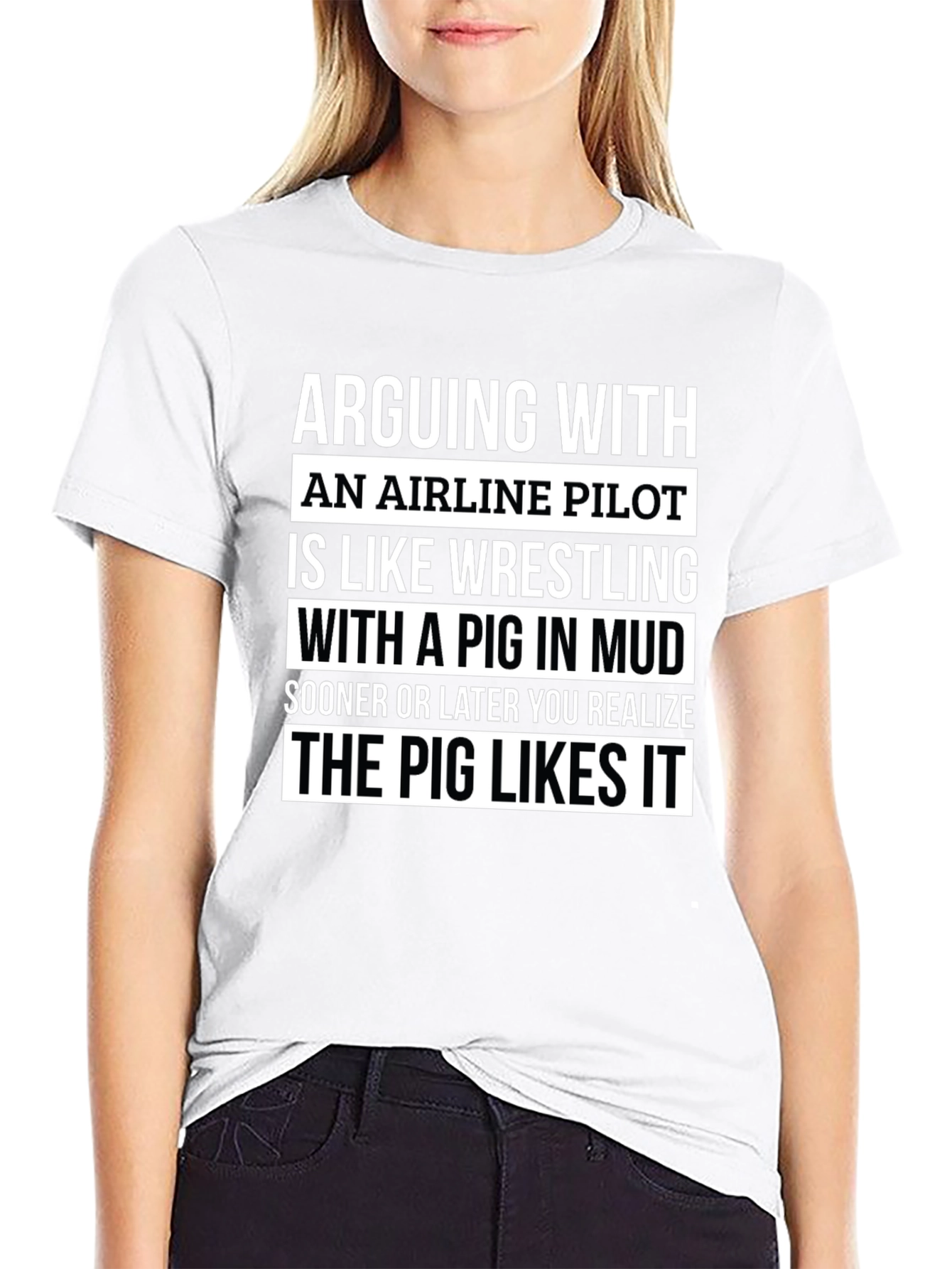 Airline Pilot Pig Mud Wrestling T-Shirt