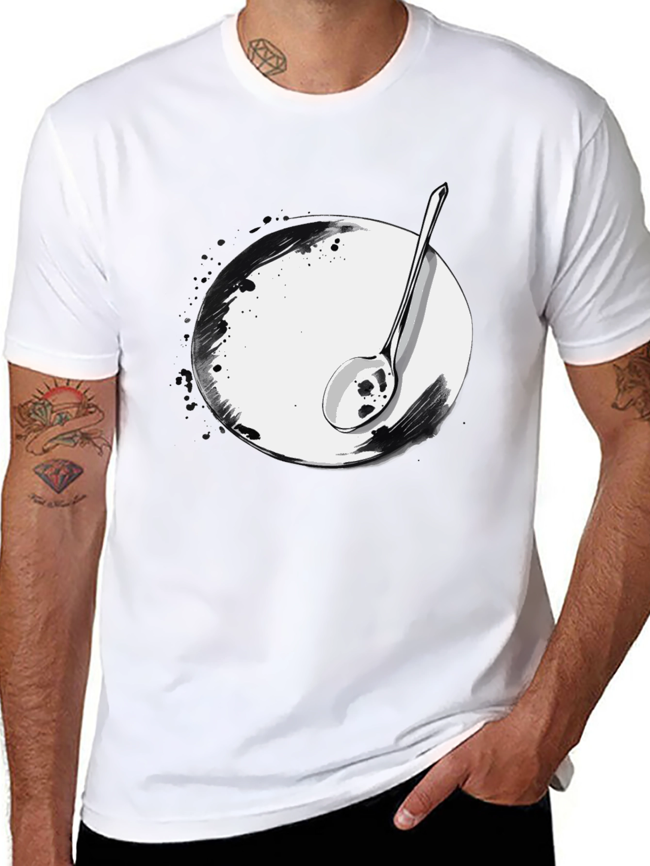 Spoon & Plate Graphic Tee - Modern Art Shirt