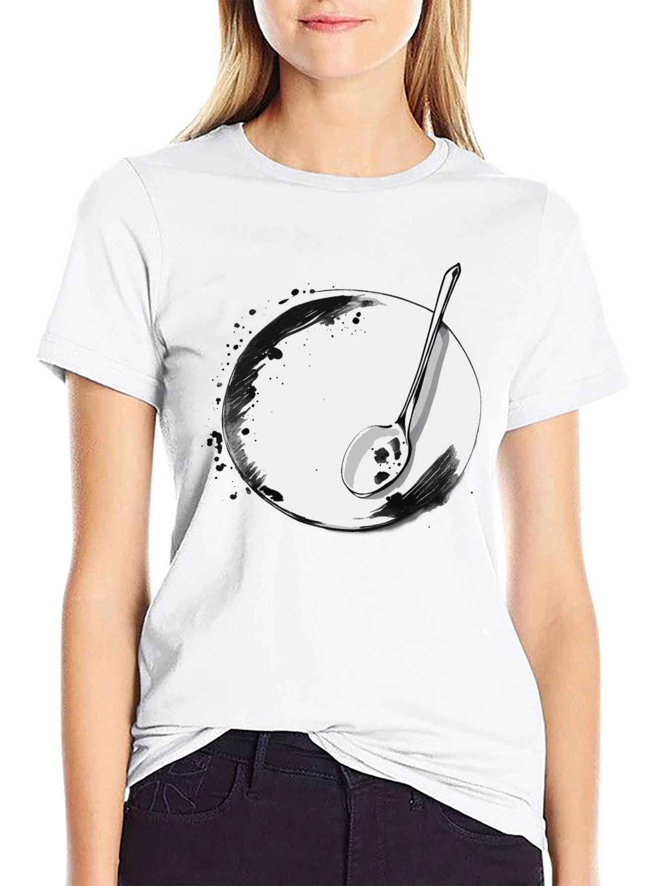 Spoon & Plate Graphic Tee - Modern Art Shirt