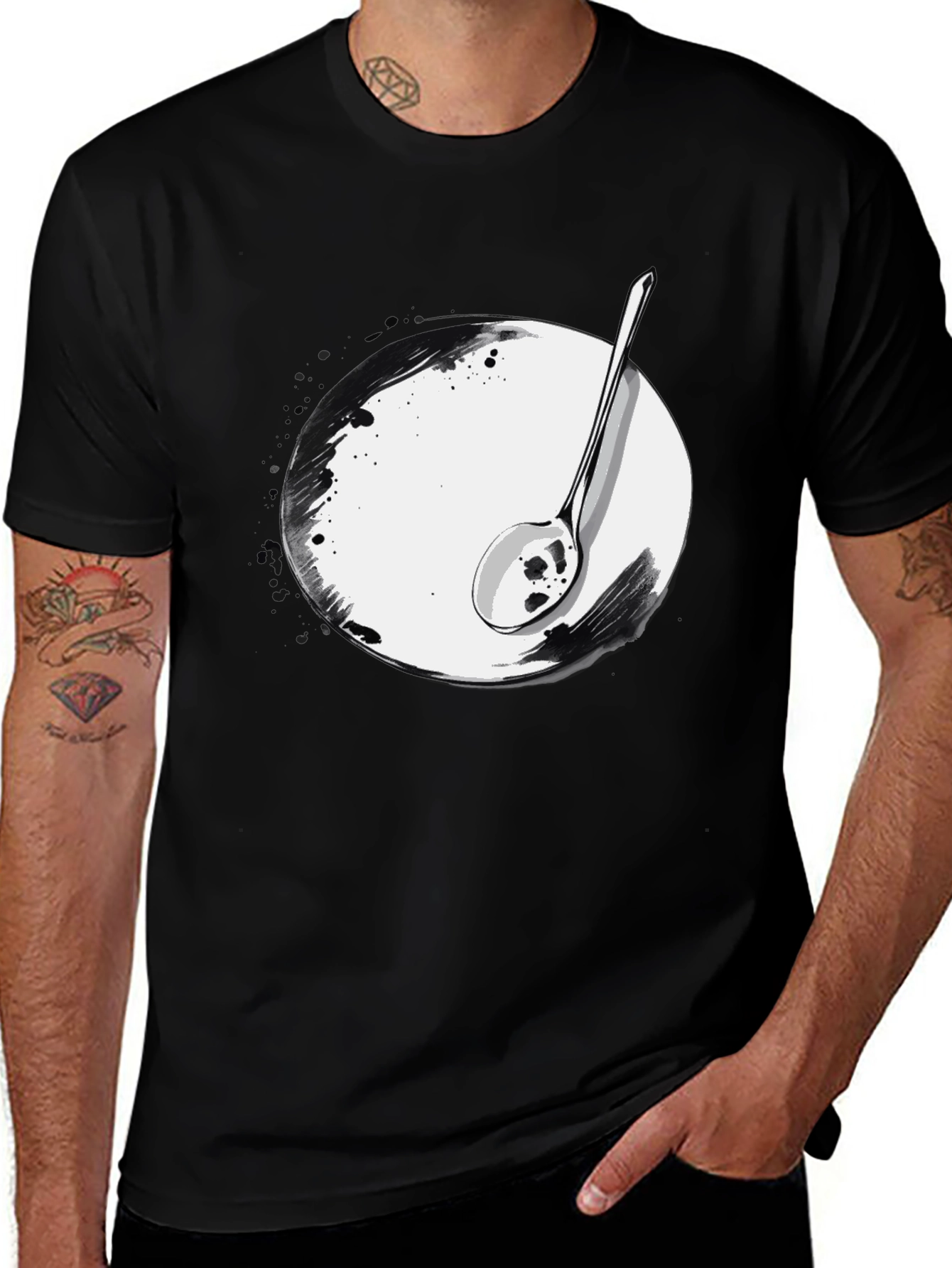 Spoon & Plate Graphic Tee - Modern Art Shirt